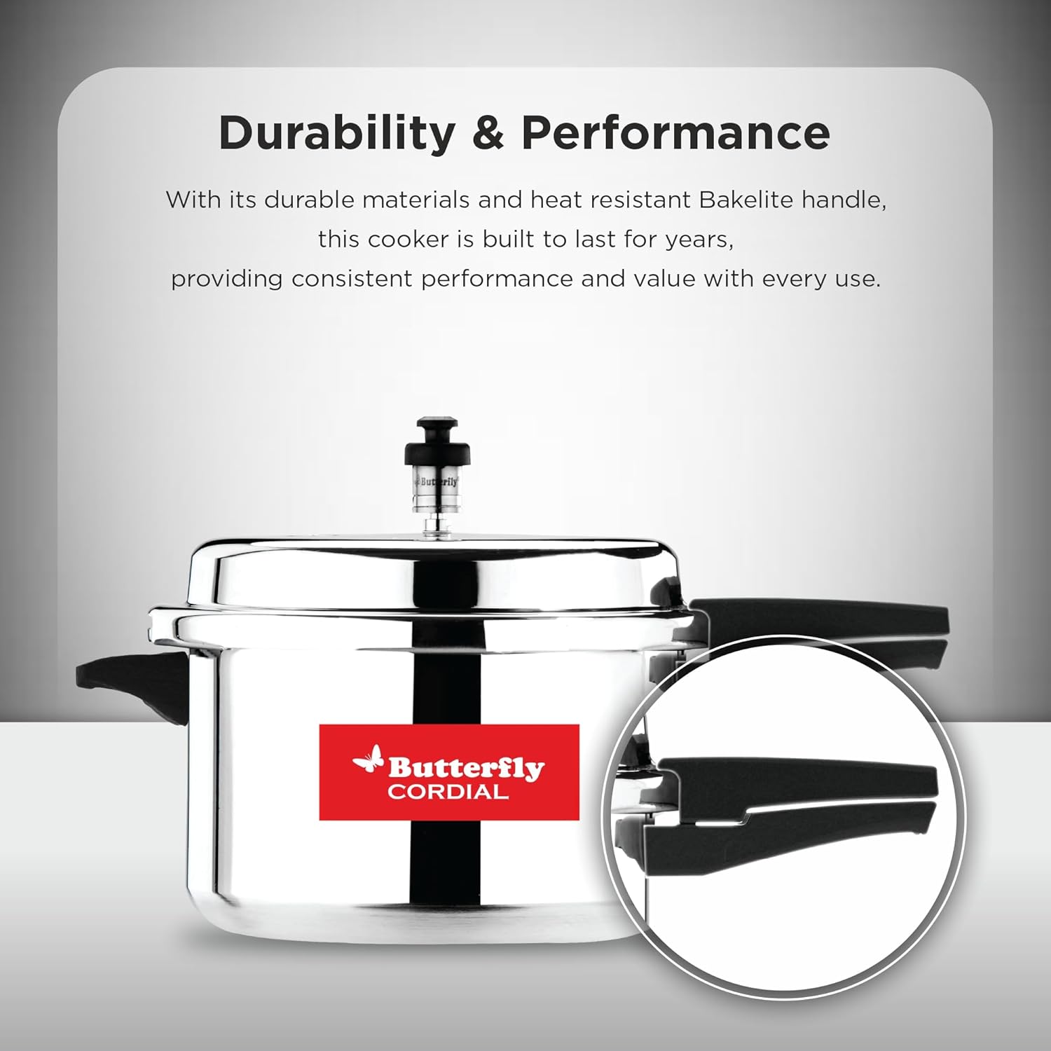 Butterfly Cordial 2 L, 3 L & 5 L Induction Bottom Outer Lid Pressure Cooker (Aluminium, Silver)