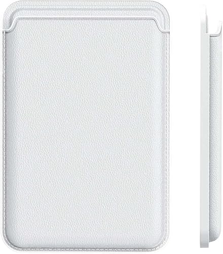 ILYMUS Magsafe - Cartera magnética para iPhone serie 15141312, funda de cuero para teléfono celular, delgada, bloqueo RFID, Blanco, Elegante