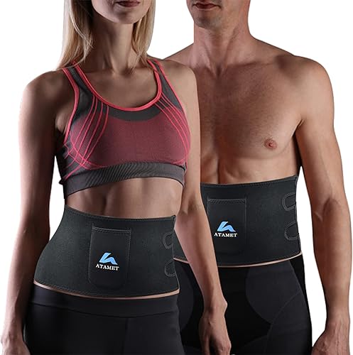 ATAMET Entrenador de cintura para mujeres y hombres cinturón recortador de cintura con efecto sauna soporte lumbar cinturón de asistencia para el