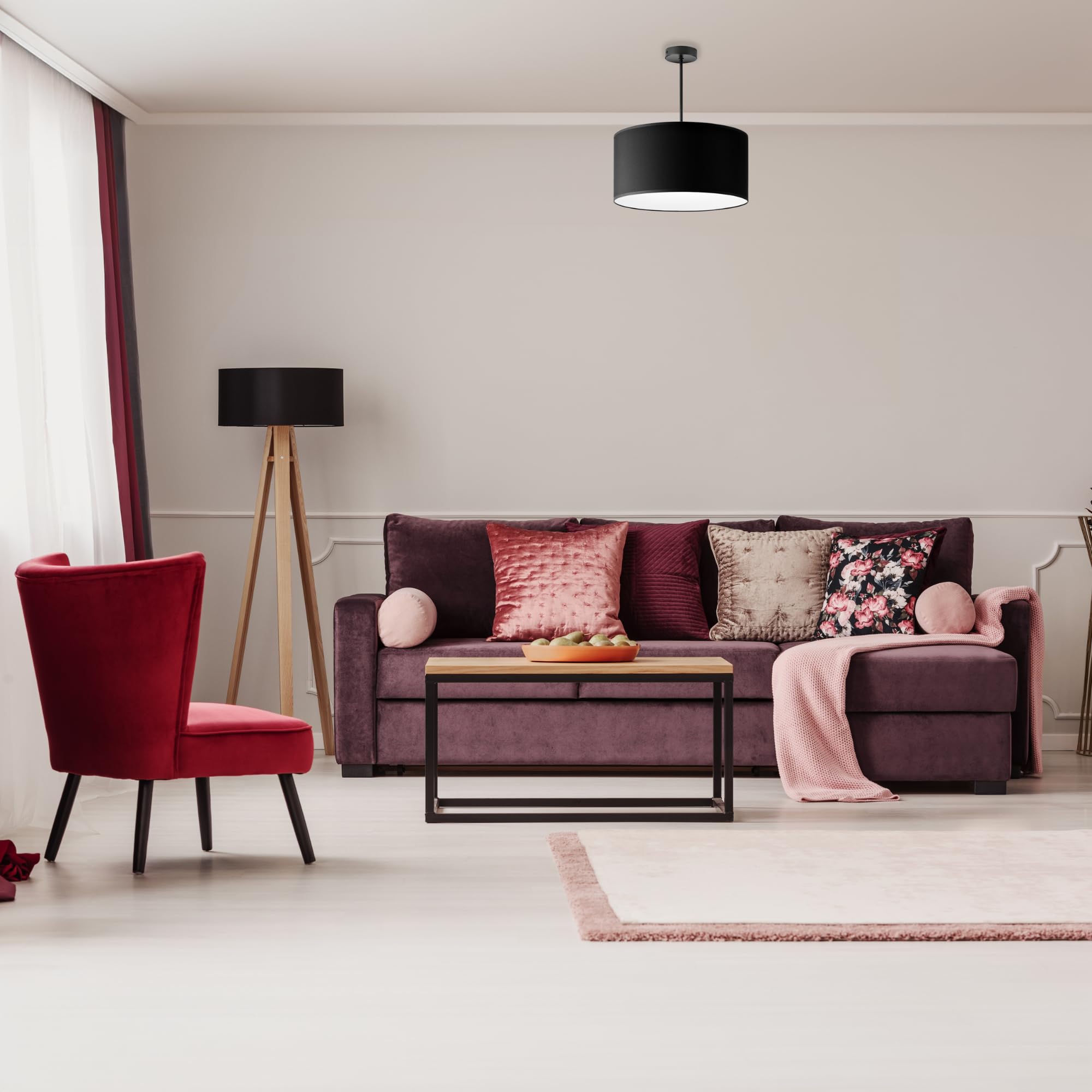 Lampara Colgante Corta con Rosca E27 de 60 W máx. Lámpara de Techo Ideal para Decoración de Interiores Estilo Moderno y Elegante (Bombilla no incluida) (Blanco)