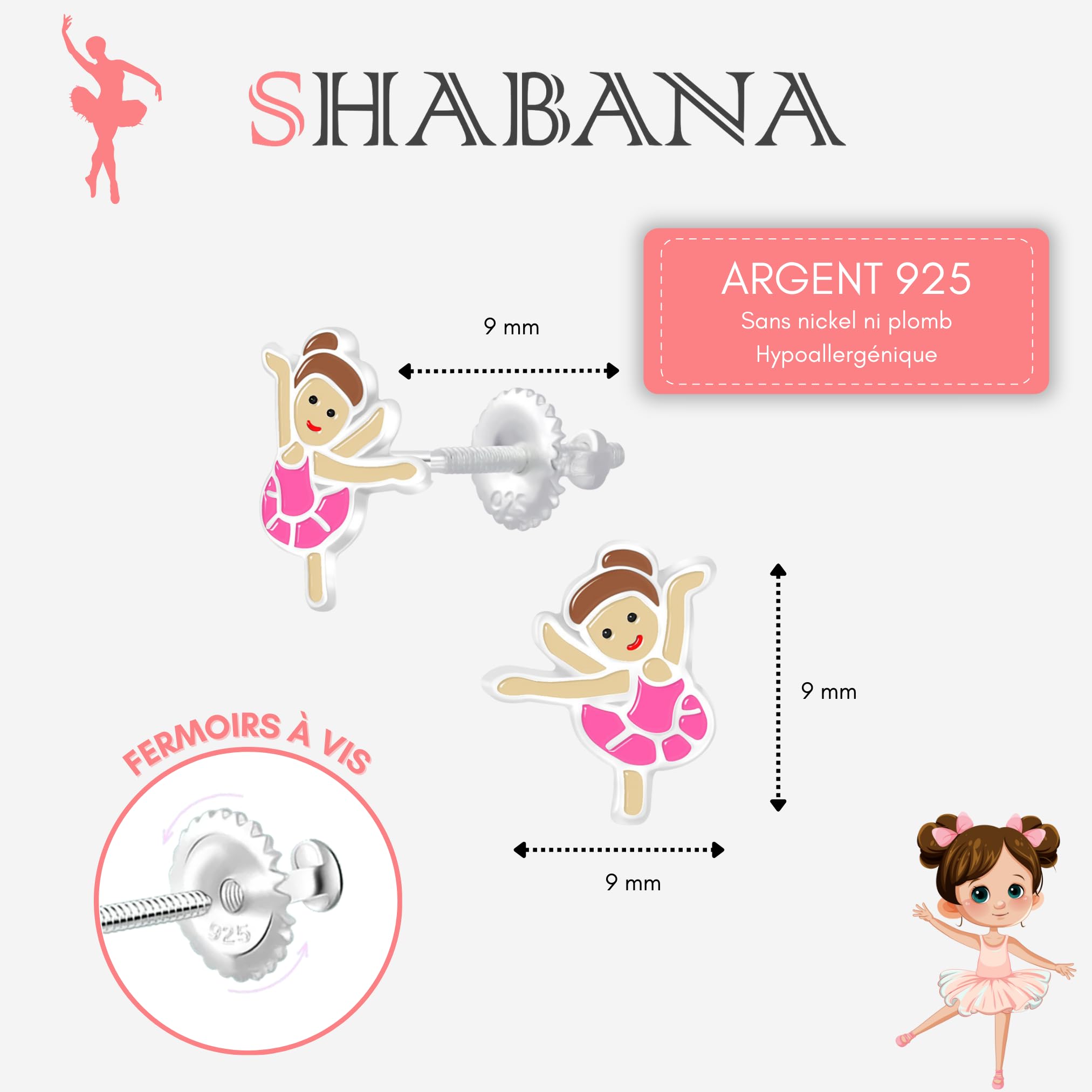 Orecchini a forma di stella in argento 925 per bambine – Gioiello elegante e ipoallergenico con chiusura a vite sicura – Regalo per ballerina appassionata di danza classica