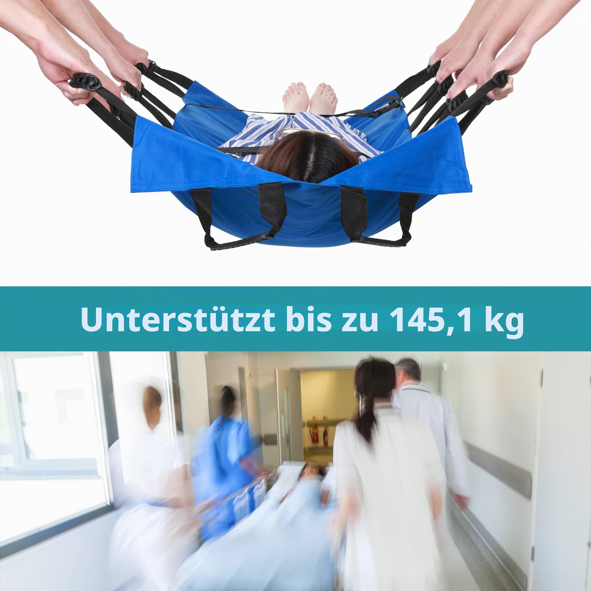 Fanwer(178 cm x 70 cm Gleittuch für Bettlägerige mit Verstärkten Griffen, Rutschtuch Pflege zum Bewegen und Heben von Patienten, Ausziehbare, Gleittuch für Pflegepersonal, Familienküchen