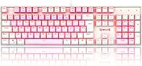 TECLADO MECANICO GAMER SINGLE COLOR REDRAGON MITRA ROSA E BRANCO COM SWITCH MARROM
