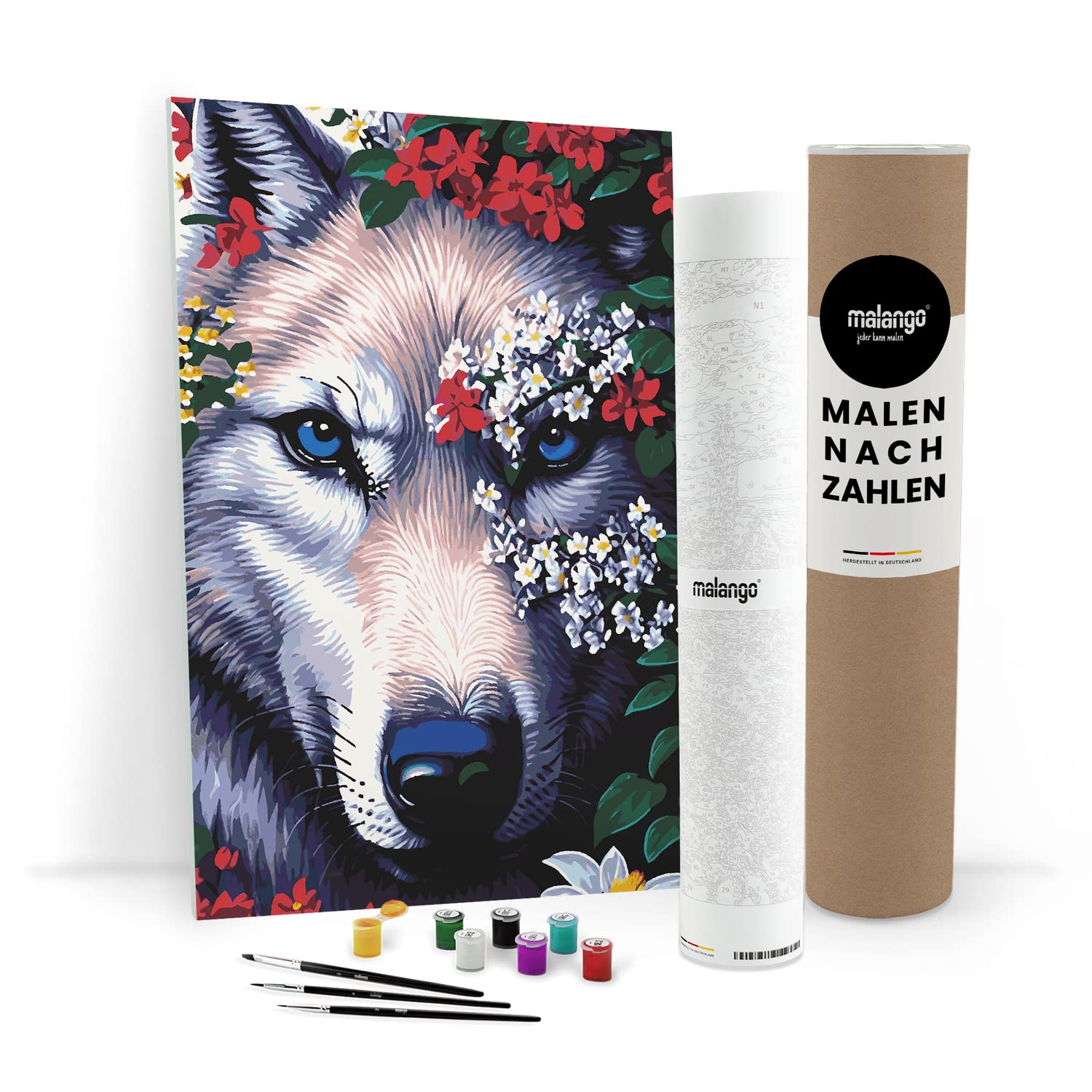 Malen nach Zahlen Erwachsene - Wolf Winfried 90 x 60 cm groß XL Premium-Malset ohne Rahmen, Hergestellt in unserer Produktion in Deutschland, Kreative