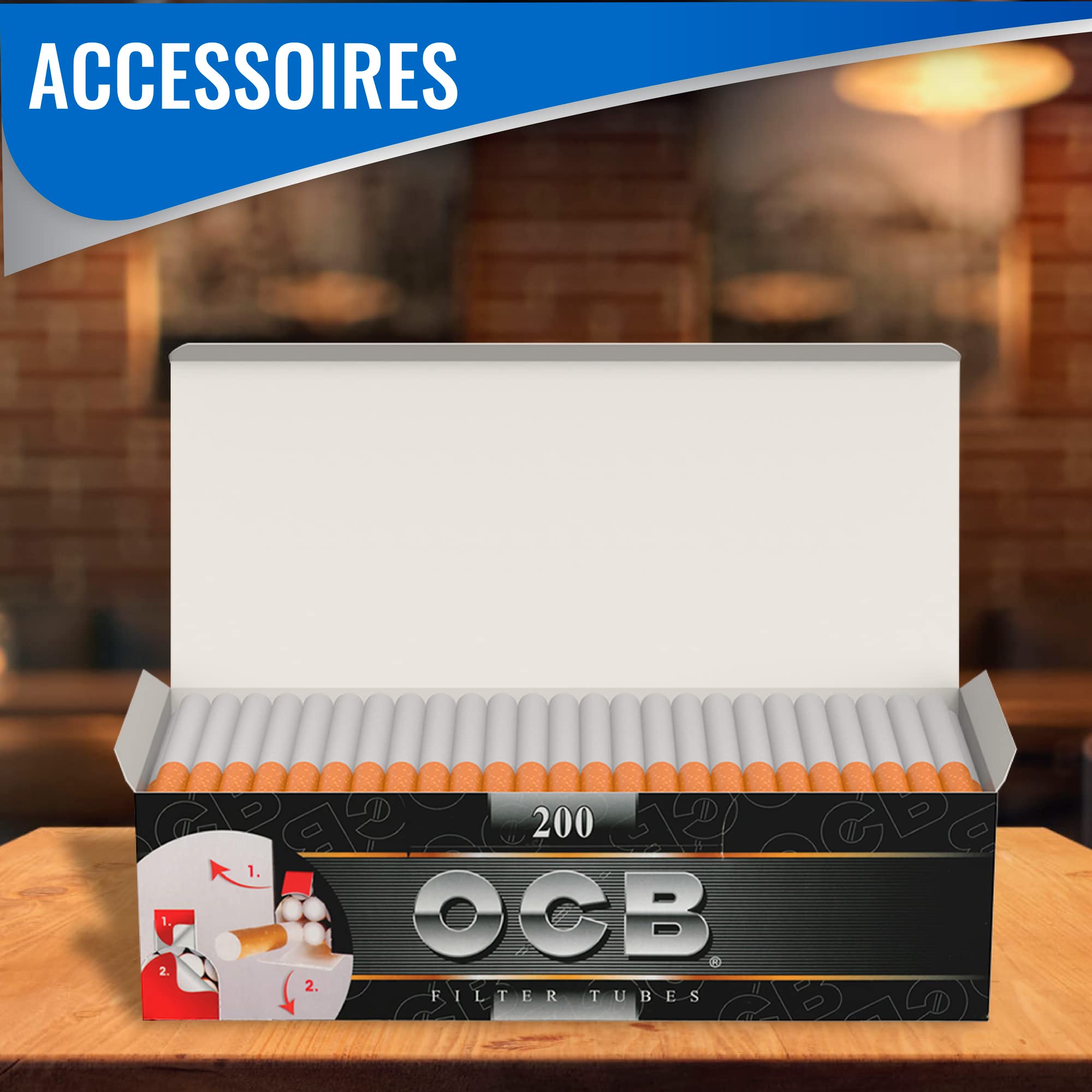 JEVX Rouleuse à tabac + 200 tubes avec filtre OCB - Machine électrique pour le remplissage de cigares, a roler pour fumer des cigarettes, Tube électrique pour rouler Couleur Bleu
