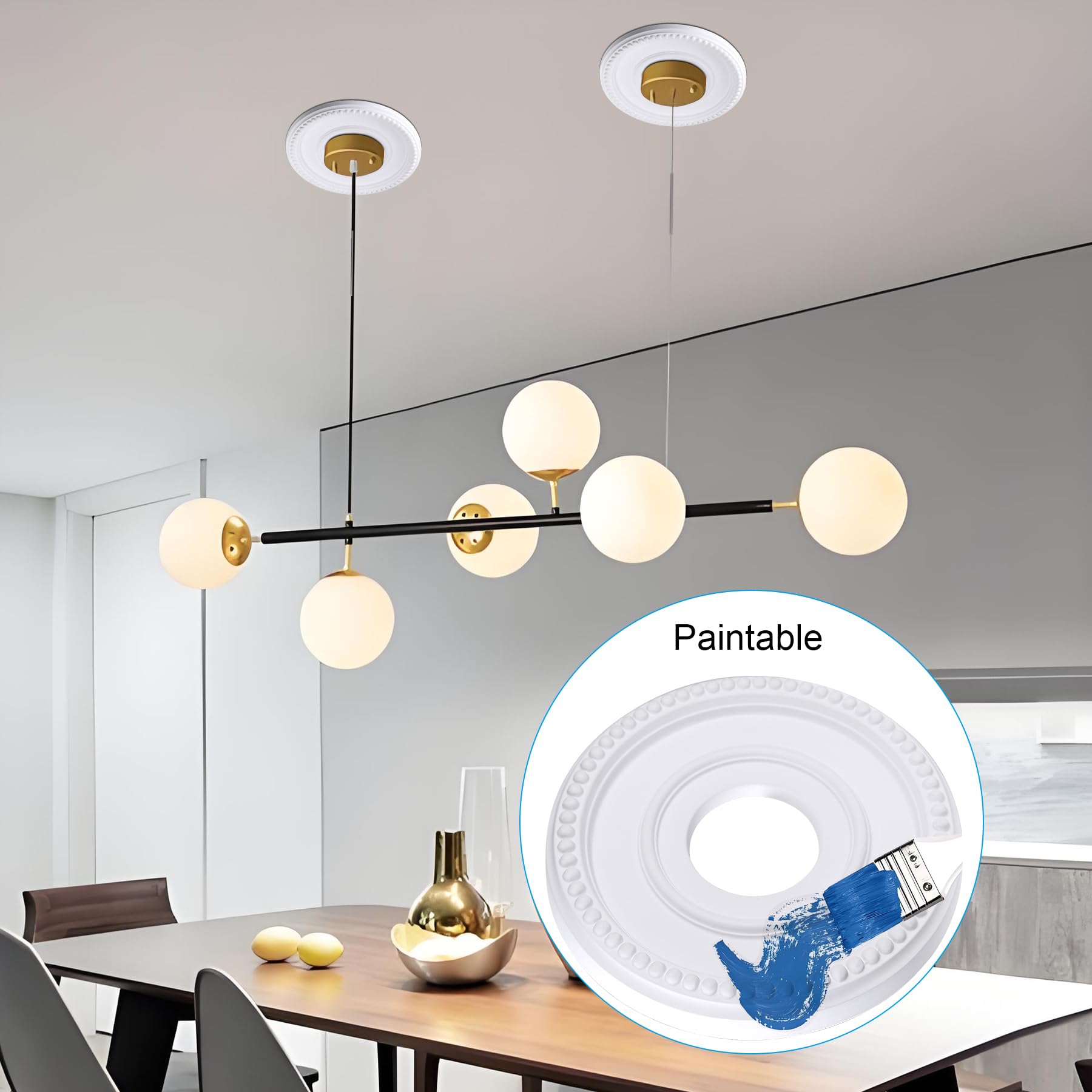 1-Pack Ceiling Medallion - 12-1/2" OD x 3-15/16" ID x 1-3/8" P - Primed Light Fixture Cover Plate for Chandeliers, Ceiling Fans & Lighting Decor — Amazon image 5