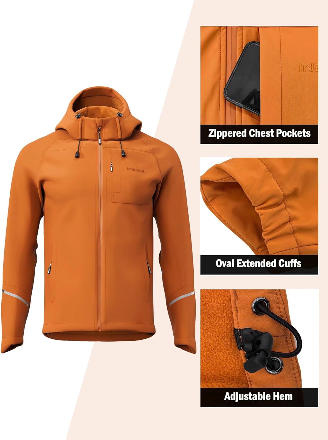 INBIKE Winter Cycling Jackets for Men Thermal Bike Jackets Windproof Cold Weather Hooded Jacket for Biking Running Hiking - Image 3