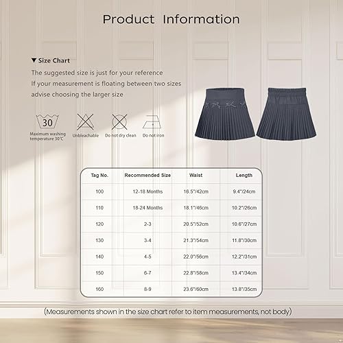 Jelory Kids Girls Pleated School Uniform Mini Short Skirt Elastic High Waisted Bowknot A-Line Skater Skorts(Black,4-5T)