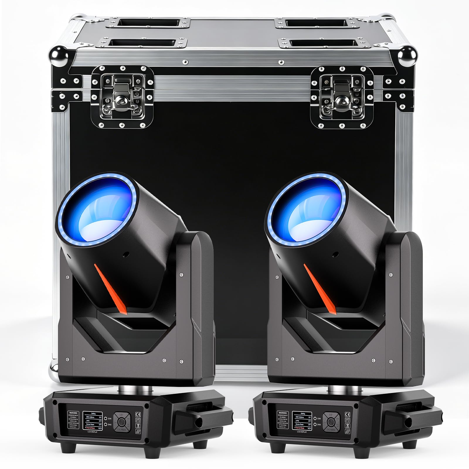 2PCS LED 380W con flight case Testa Mobile Luce di Festa RGBW 14 motivi 15 colori DMX512 Prisma Rotazione a 360° per matrimoni discoteca teatri giochi di luci