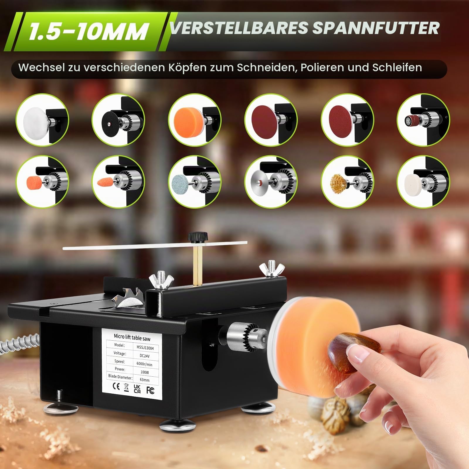 Mini Tischsäge 100W, Tischkreissäge 0,1 mm-16mm kleine Holzsäge DIY Acrylkettensäge Präzisionsmodellsäge, Multifunktion kleiner Schneidmaschinen Mikroschreibtisch Tisch
