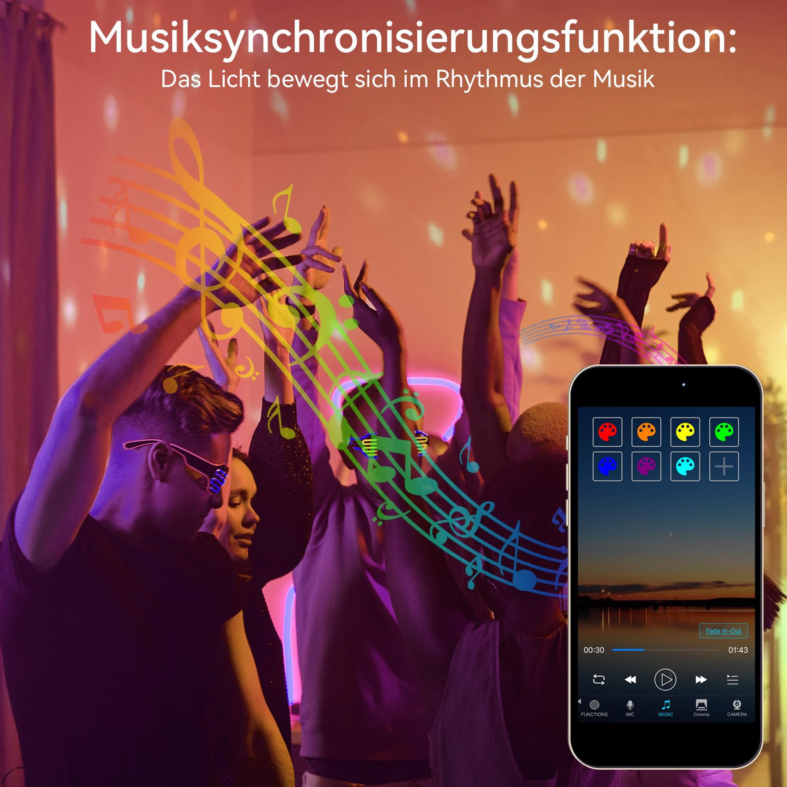 2 Stück RGB Strahler Outdoor 150W,LED Strahler Bunt Mit Bluetooth APP Und 2.4G Fernbedienung,IP66 Wasserdicht Farbwechsel Dimmbar Fluter für Halloween,Weihnachten,Party
