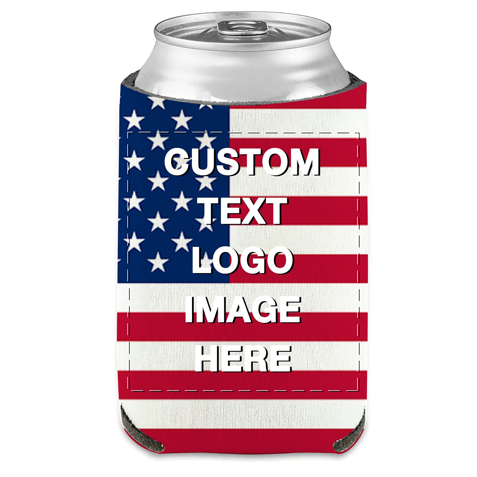 Custom Beer Can Cooler Sleeves Bulk Personalized Insulated Beverage Bottle Holder with Logo Image Text for Wedding Birthday Party