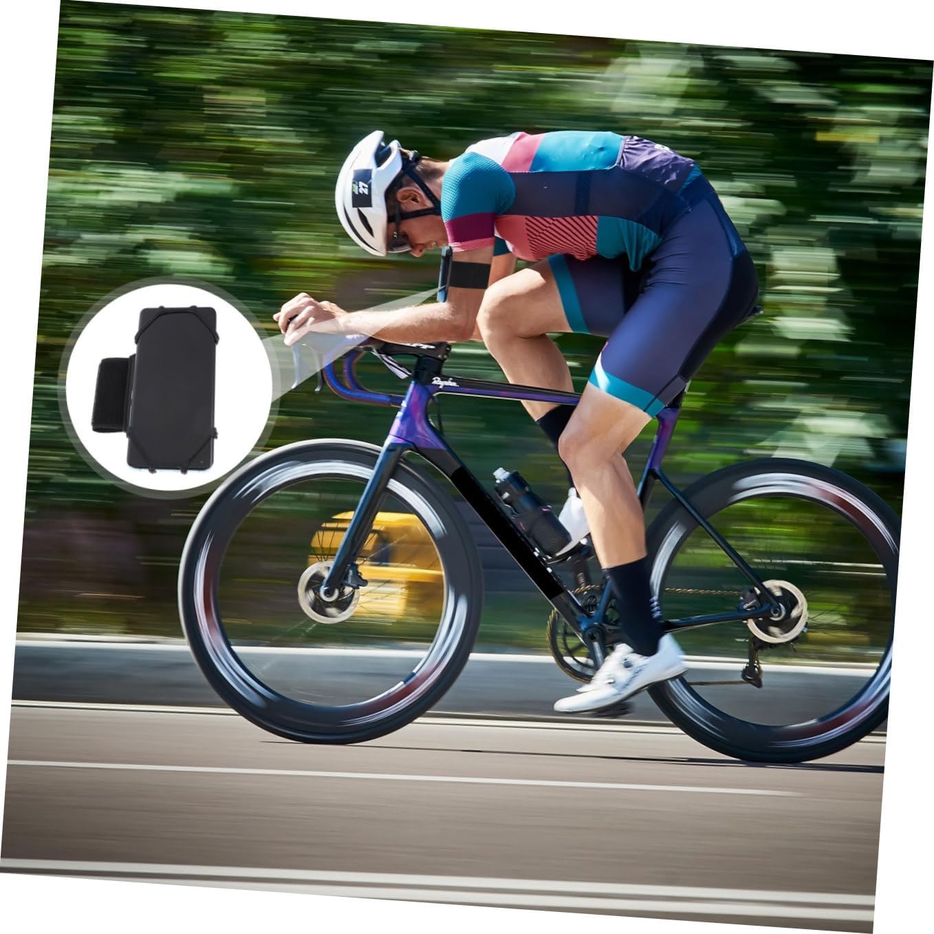 CHILDWEET 360degree Outdoor Sports Wristband Detachable Rotatable Phone Holder for Cycling and Running Compatible with All Smartphones Durable Pu Material and Comfortable Design Black Long