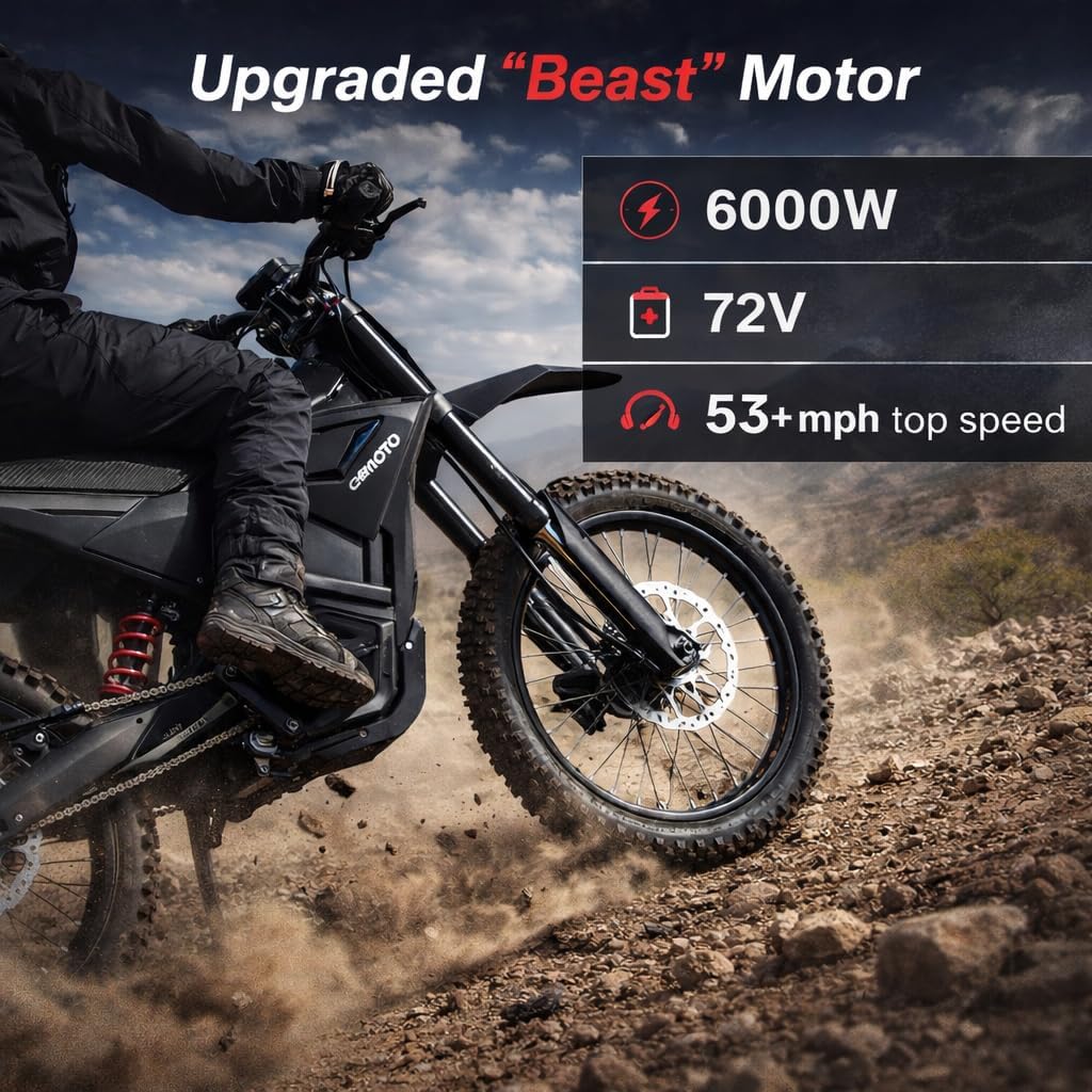 Electric Dirt Bike for Teens Adults - 3000W Motor with 48V 21AH Battery - 14"/12" Fat Tire Dual Hydraulic Brakes & Full Suspensions Electric Motorcycle for Teens Adults