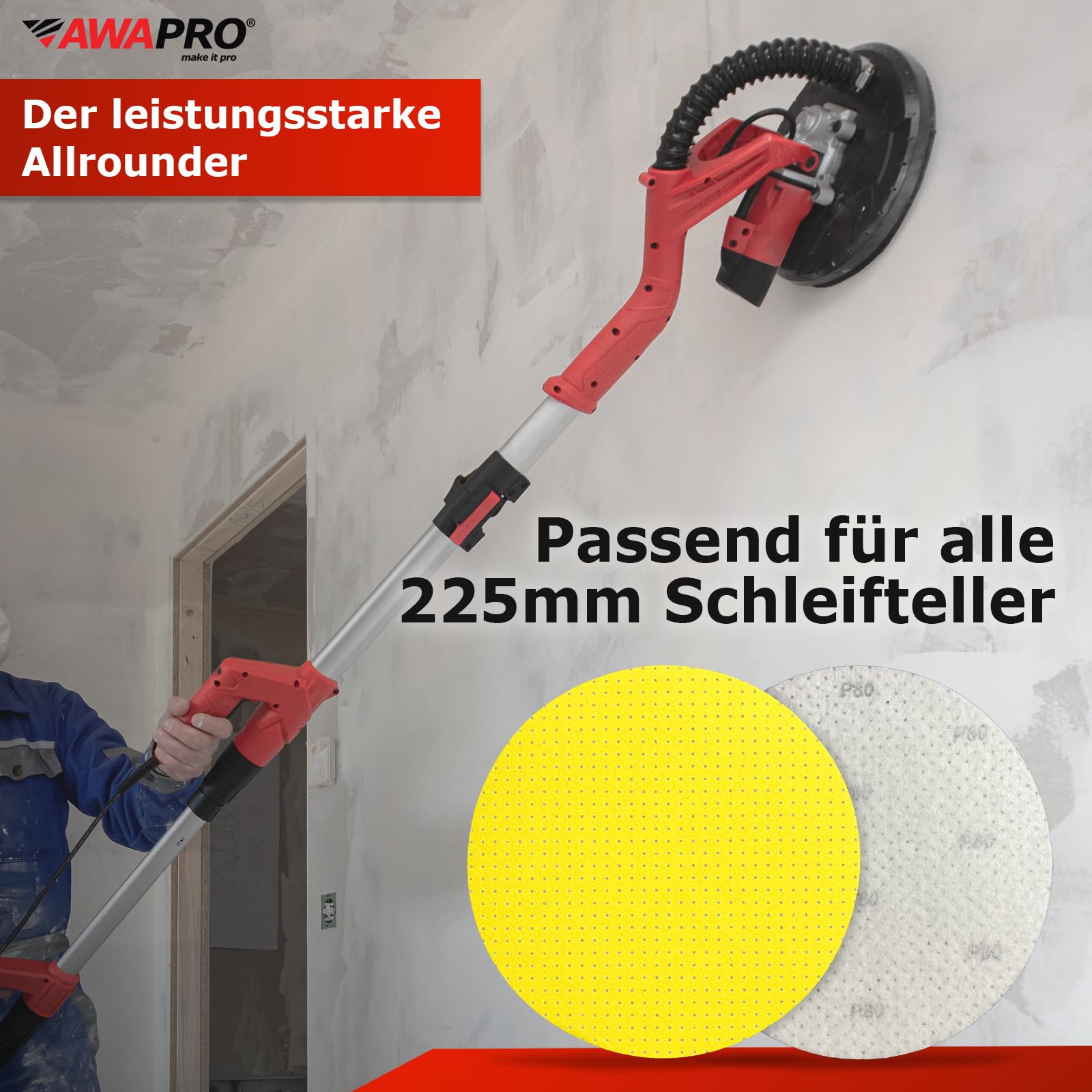 Schleifscheibe 225mm Klett - Körnung P120-25 Stück - Multilochung für Staubfreies Arbeiten - Trockenbauschleifer, Schleifgiraffe