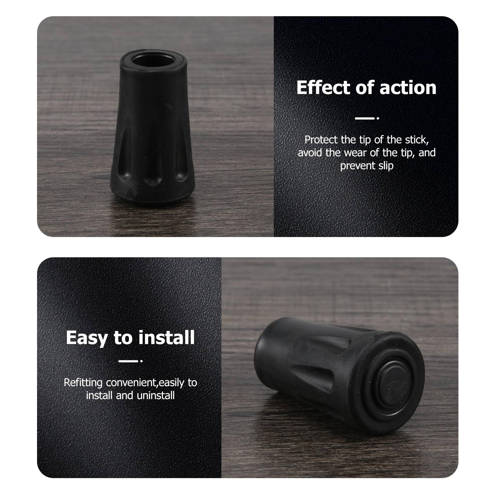 Lizusidtsy 4 pcs Replacement Rubber Tips End for Hiking Stick Walking Trekking Poles 4cm, black