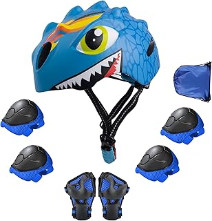 Kids Helmet with Unicorn Dinosaur 3D Design, Sports Protective Gear Set and Safety Certified for 3-8 Years Old, Girls Boys Toddler Bike Cycling Skating Skateboard Scooter Helmet (Blue)