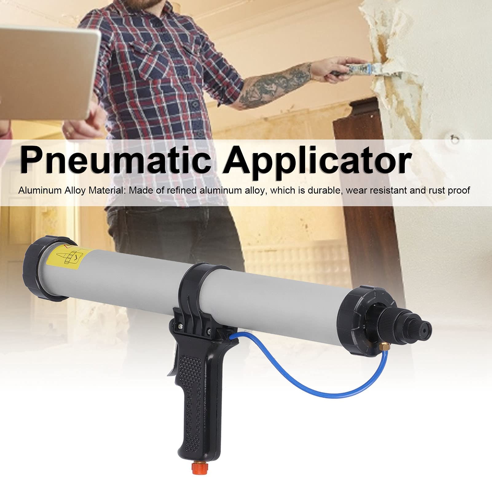 Pistola de Calafateo Neumática, Pistola de Pegamento de Vidrio Neumática de 600 Ml, Pistola de Aire de Sellado de Pegamento de Vidrio de Aleación de Aluminio para Decoración de