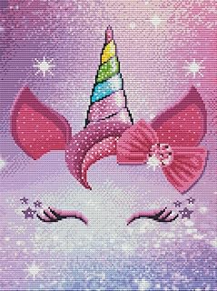 Awesocrafts Kits de Ponto Cruz Estampados Tiaras de Unicórnio para Meninas Padrões Fáceis Costura Cruzada Bordado Bordado Kit Suprimentos (Tiara)  