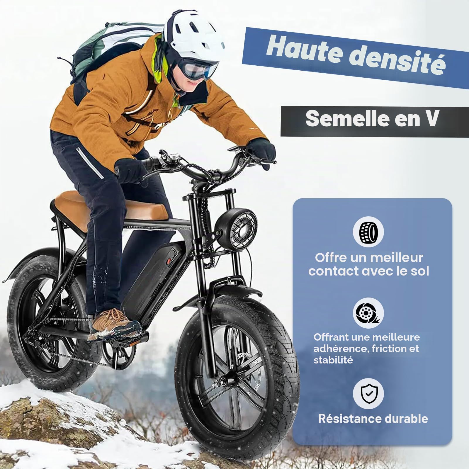 ZUKKA Pneu de vélo 20" 26" Fat Tire 20/26 x 4.0 pour vélo électrique, VTT Heavy Duty Haute Performance résistant à l'usure