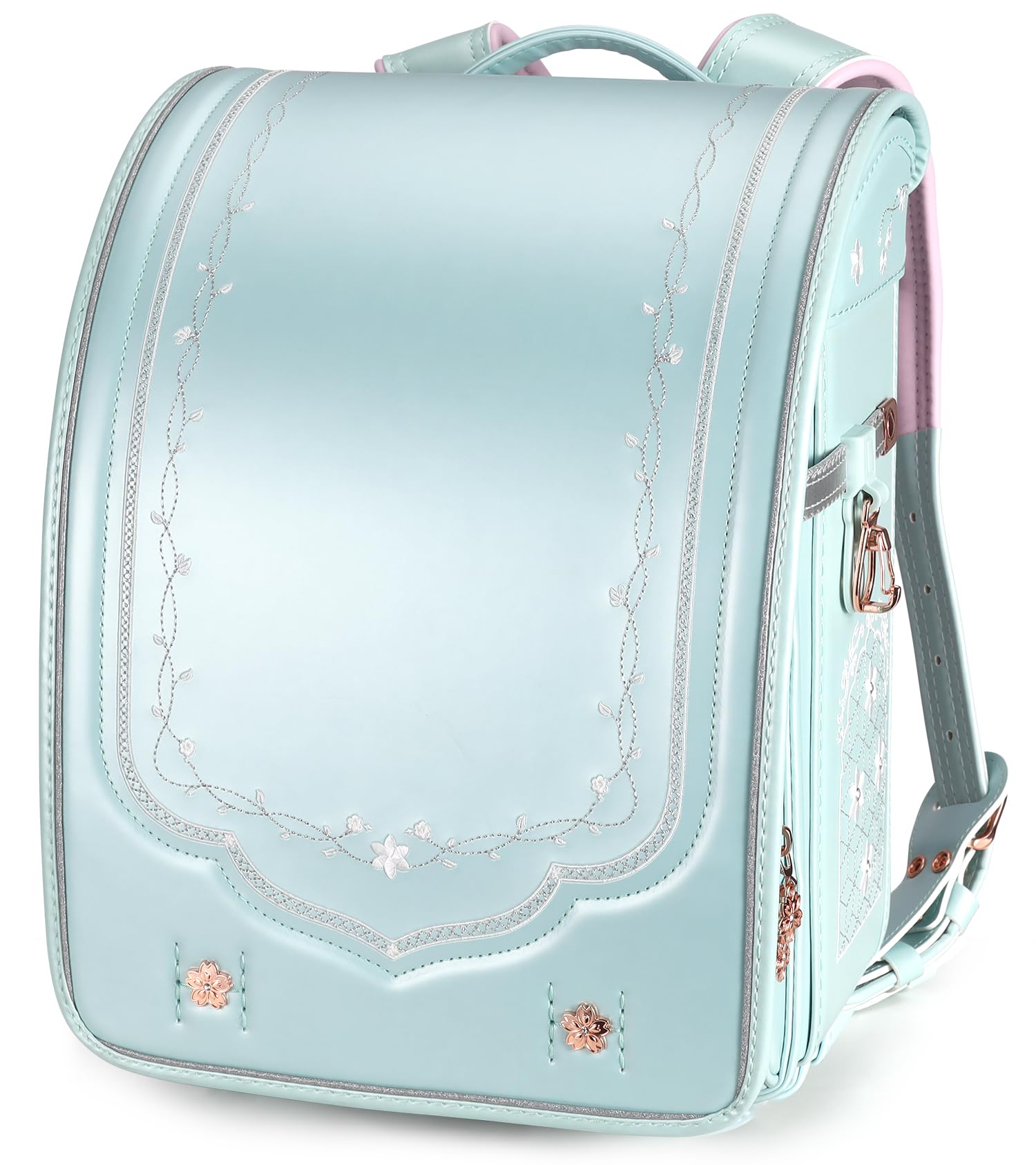IwaiLoft Ransel Randoseru Backpack with Automatic Satchel for Girls Japanese School Bag Embroidery PU Bookbag for Women Morocco