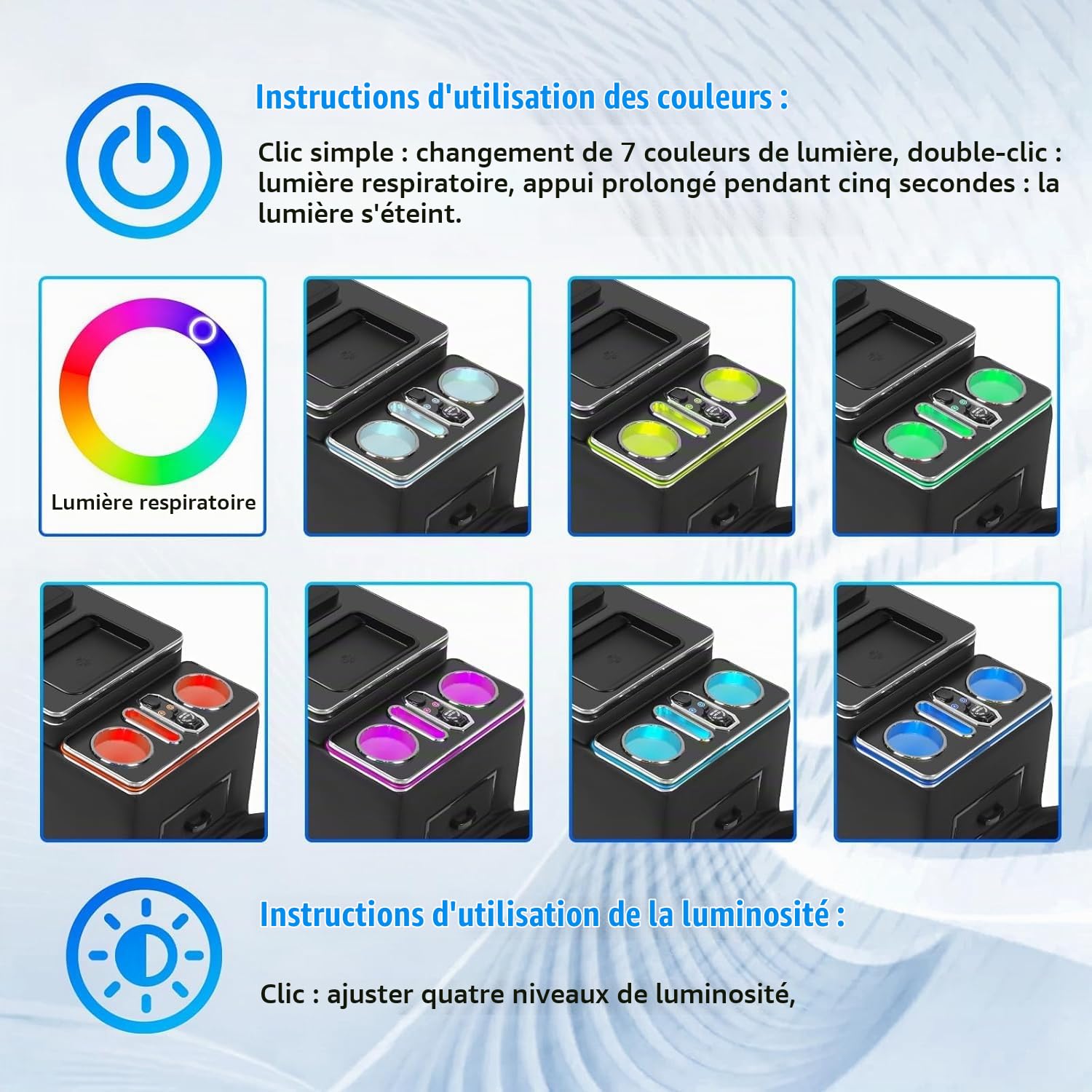 Armrest Box Storage Box with Wireless Charging, 7-Colour Ambient Light and 4 Brightness Levels, Suitable for Mercedes-Benz V-Class V220 V260 V250 V300 V300d W447 [EU Patent]