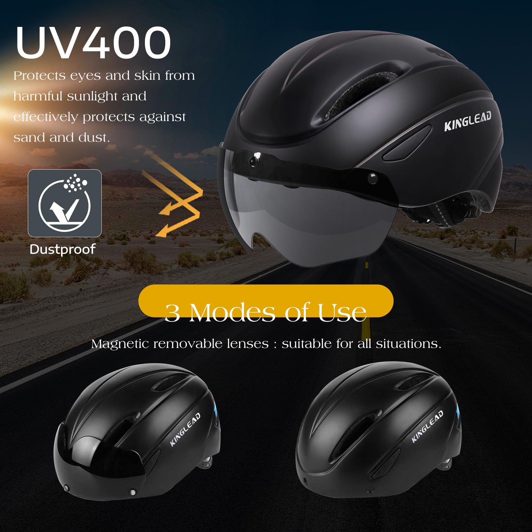 Bike Helmet for Adults Bicycle Helmet with Detachable Magnetic Googles & Adjustable Dial for Mountain Bikes, Road Bikes, Electric Bikes, Scooter