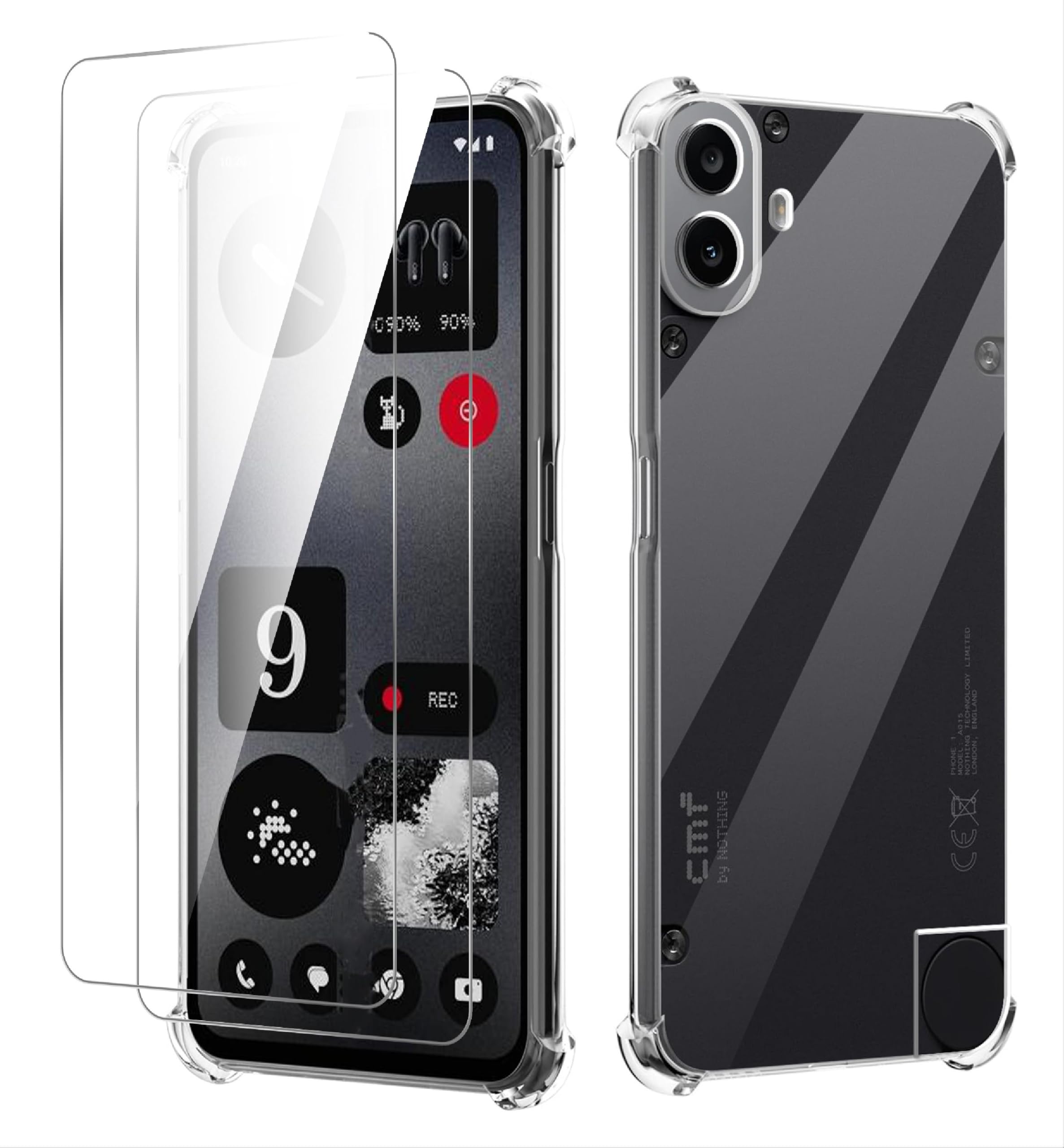 GIOPUEY Clear Case Compatible with Nothing CMF Phone 1, [With 2 Pack Screen Protector] TPU Slim Case Cover, Air Cushion [Not Easy to Yellow] Shockproof Phone Case - Clear