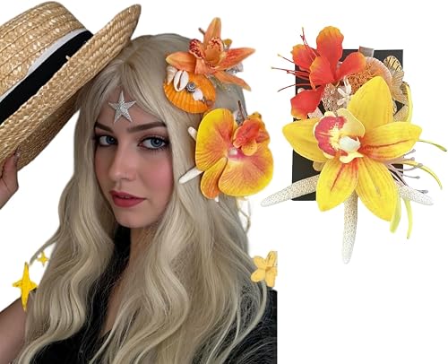 Real Shell/Starfish Hair Clips Vacation Artificial Tropical Flower Hair Pins Mer