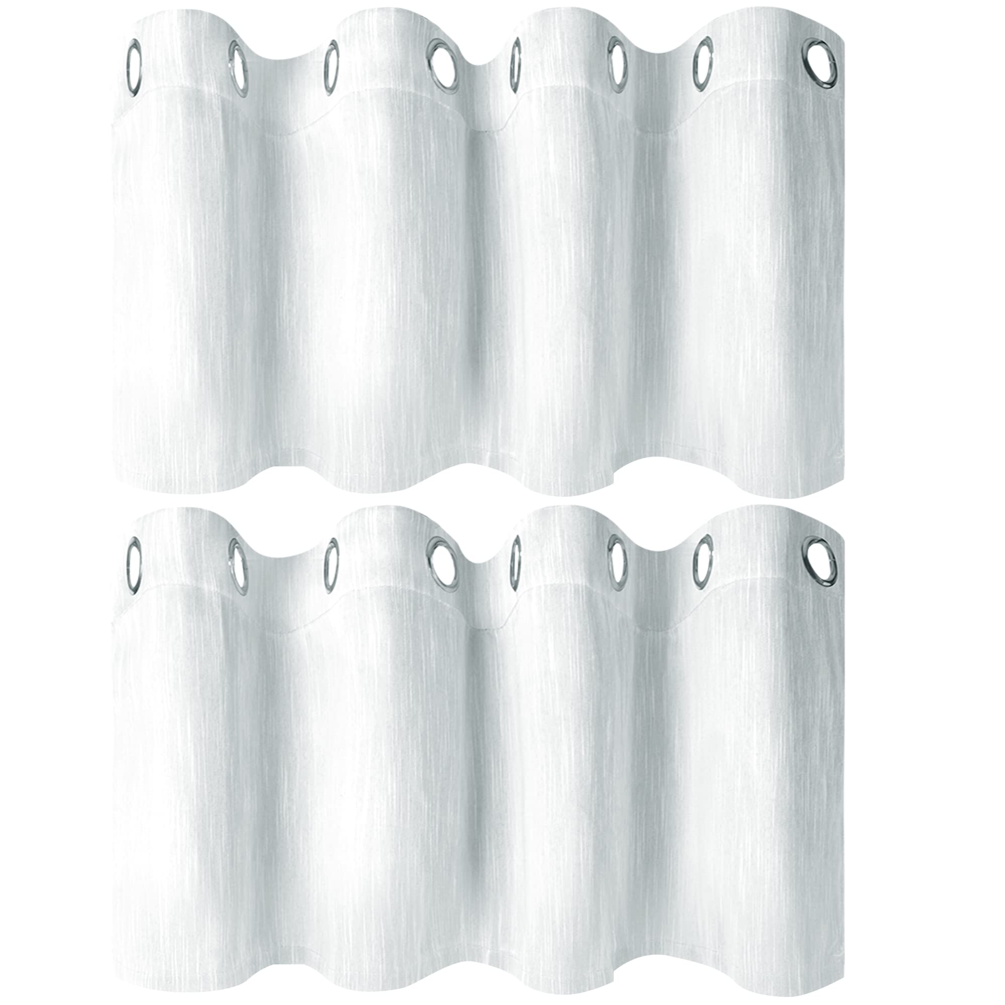 PiccoCasa Linen Look Textured Blackout Curtains for Kitchen 2 Panels, Noise Reduce and Insulated Room Darkening Farmhouse Curtains, Grommet Top Valances for Windows 52 x 18 Inch Light Gray