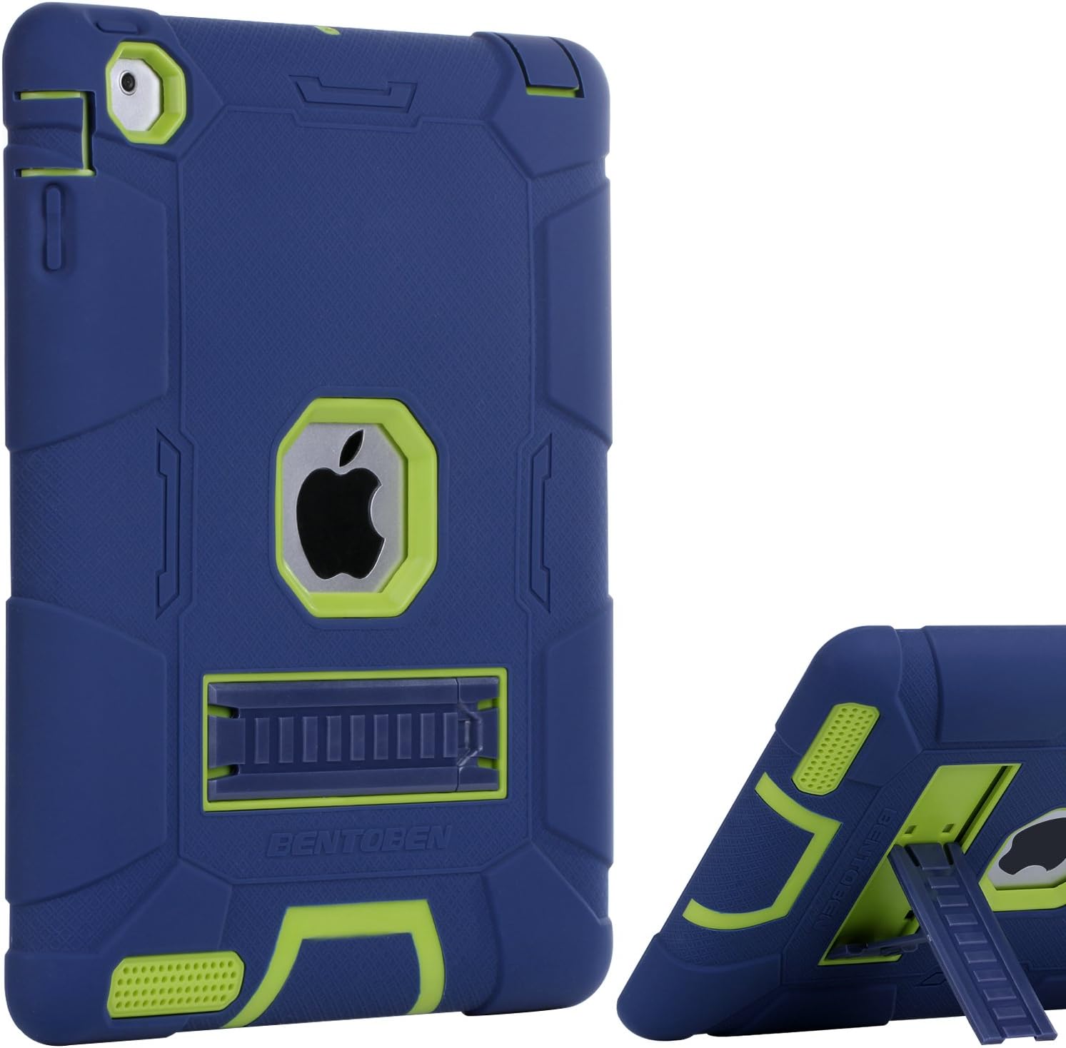 BENTOBEN iPad 2 Case, iPad 4 Case, iPad 3 Case (Old Model), 3 in 1 Kickstand Soft&Hard Protective Heavy Duty Rugged Shockproof Drop Resistant Anti-Slip Case for Apple iPad 2/3/4 9.7", Navy Blue/Green