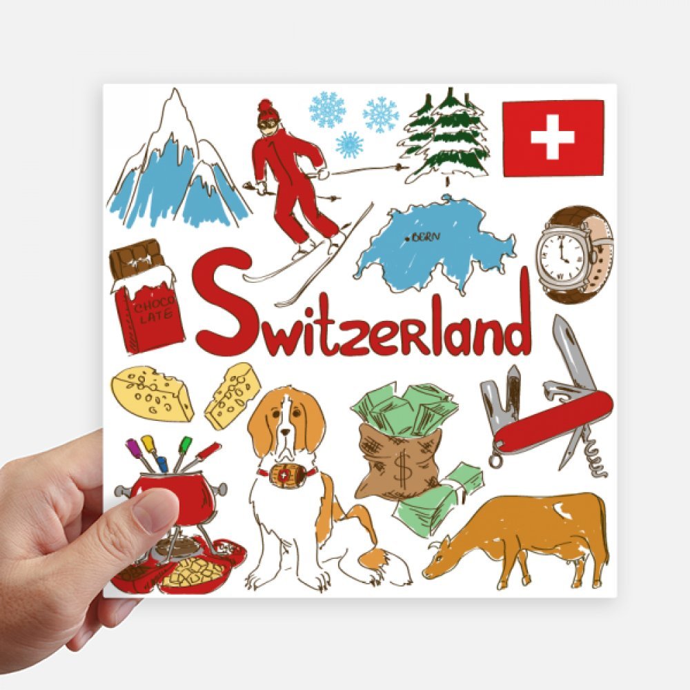Autocollant drapeau Suisse carré 20cm lot de 4 stickers pour mur et valise