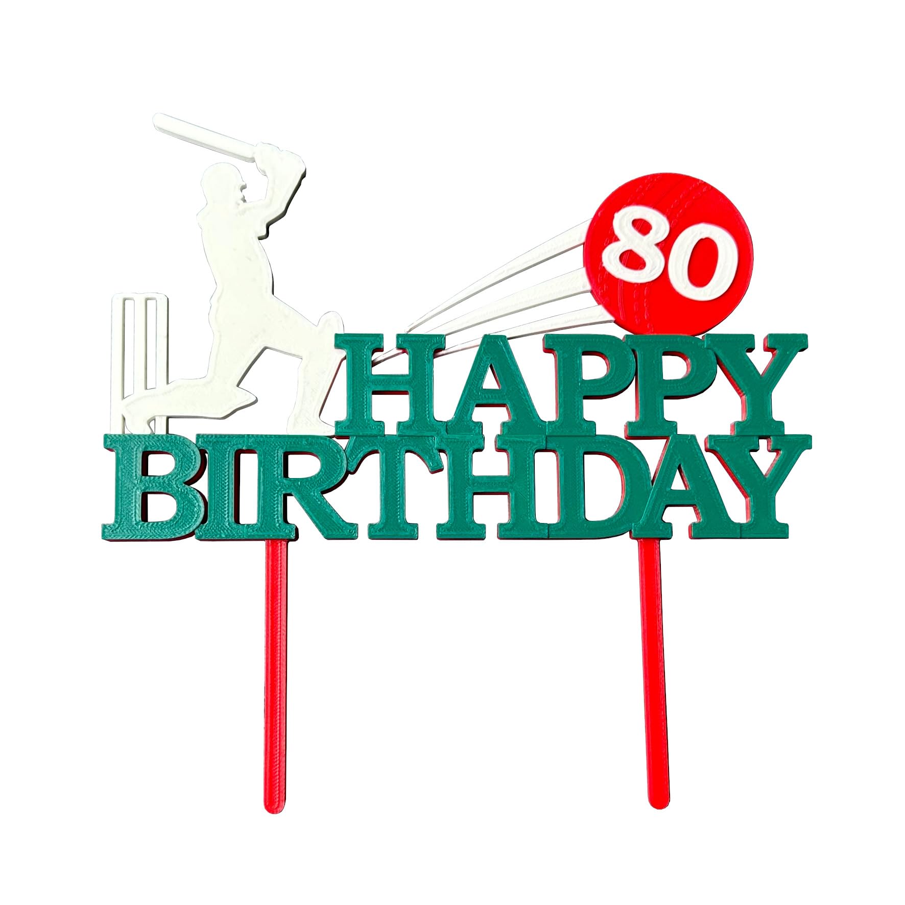 Cricket Cake Topper - Personalised - Sport - Birthday Cake Topper - Party Supplies - Batsman - Batting - Cricket Bat Ball - Wicket - Stumps