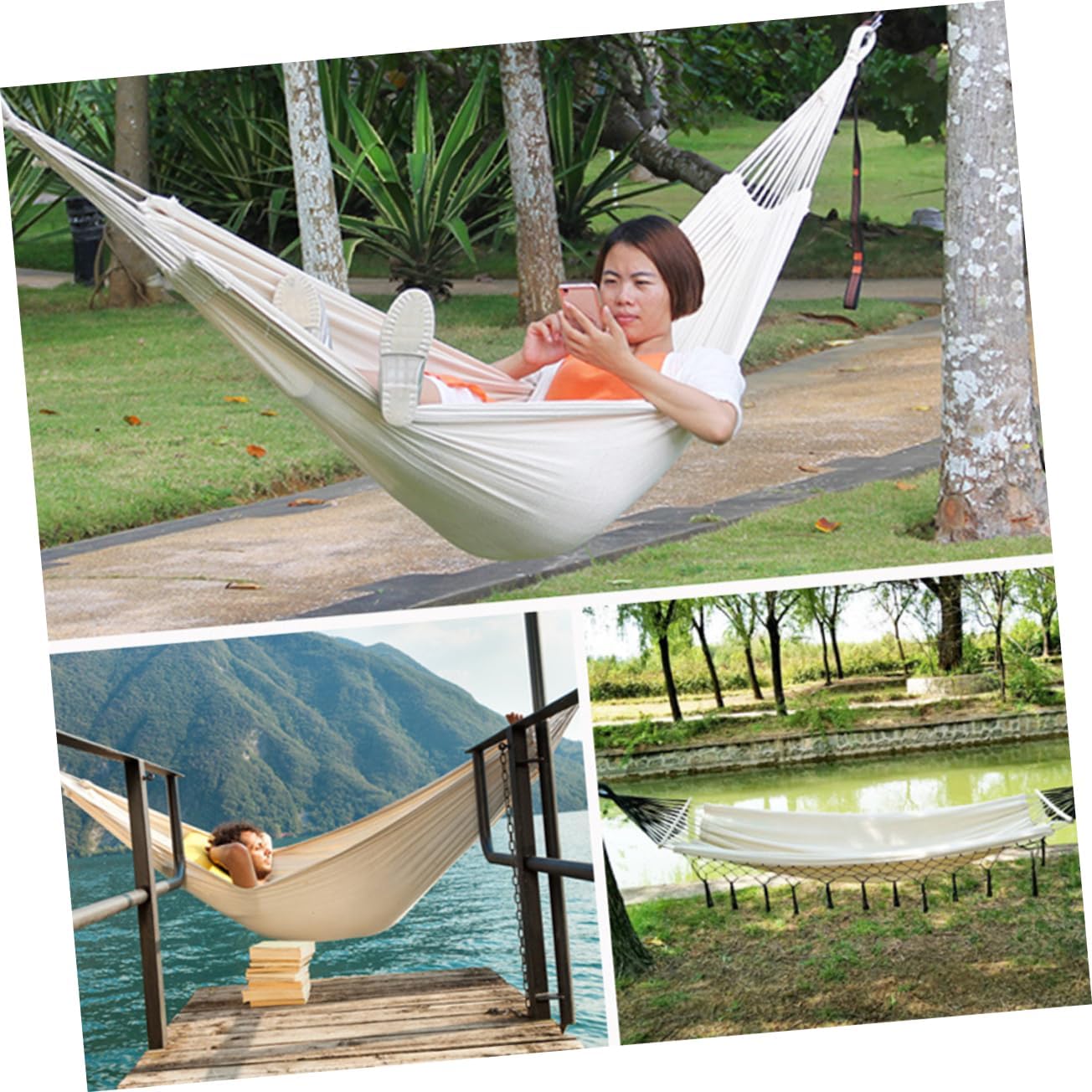 Single Camping Hammock 200x80cm Canvas Hanging Chair with Bind Rope for Outdoor Leisure Lightweight and Sturdy for Backyard Travel and Camping