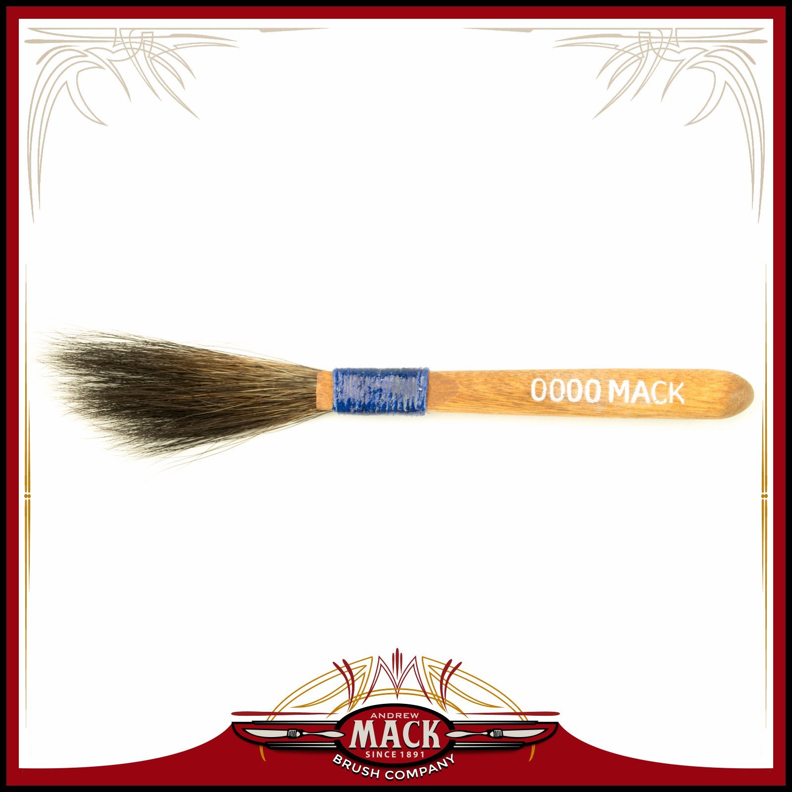 The Original Mack Sword Striping Size 0000 Series 10 Blue Squirrel Hair Pinstriping Brush 3/16" THIN Hair Head Width