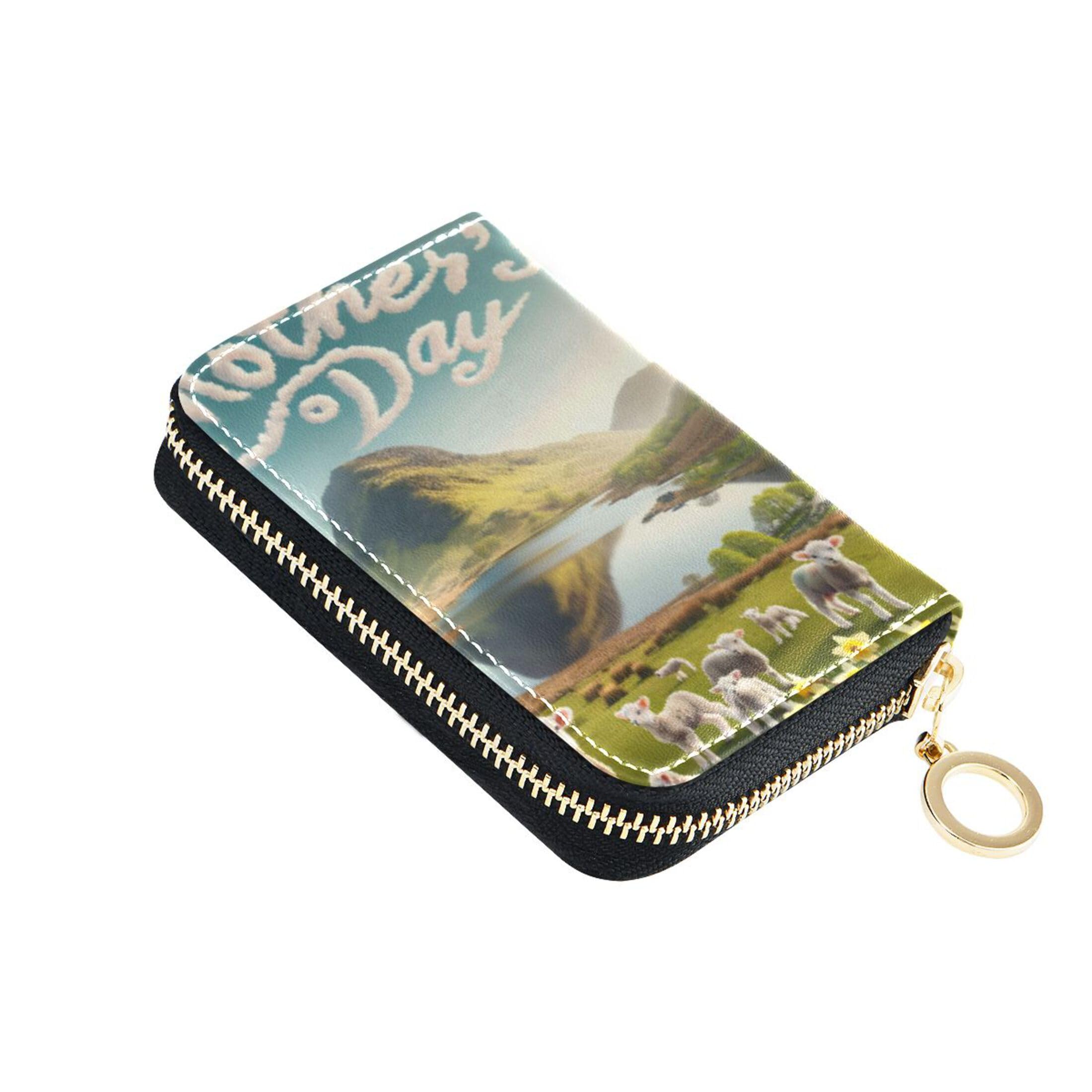 Burbuja Mother's Day Landscape Credit Card Holder for Women Men RFID Blocking, Leather Accordion Zipper Card Case Wallet 11 Slots