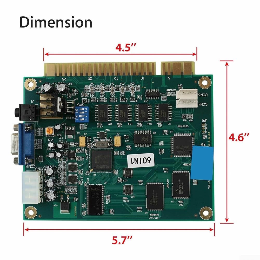 Scheda PCB multicade 60 in 1 con uscita VGA CGA per JAMMA per armadio arcade, supporta trackball joystick e alimentazione ATX, circuito verde