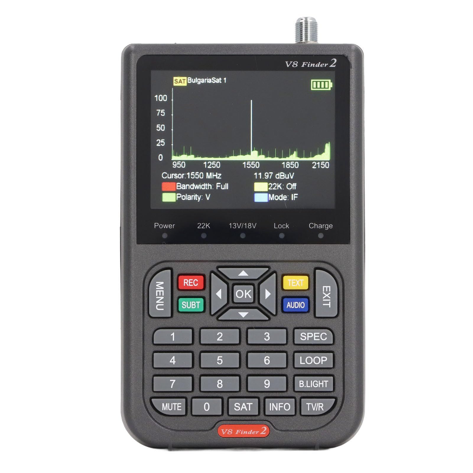 Digital Satellite Finder, 950 to 2150MHz Satellite Finder Meter, DVB S2X S2 S Signaling Receiver with 3.5 Inch Screen, Satellite Recognition for Adjusting Sat Dish