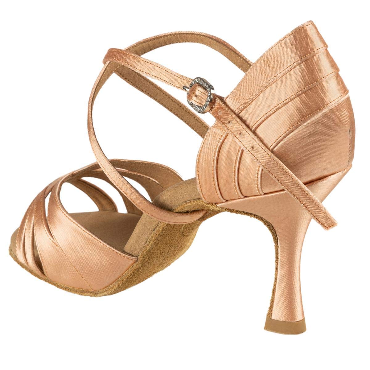 Rummos Damen Latein Tanzschuhe Elite Paris 048 - Satin Dark Tan - Medium (Normal) - 60R Flare - Made in Portugal