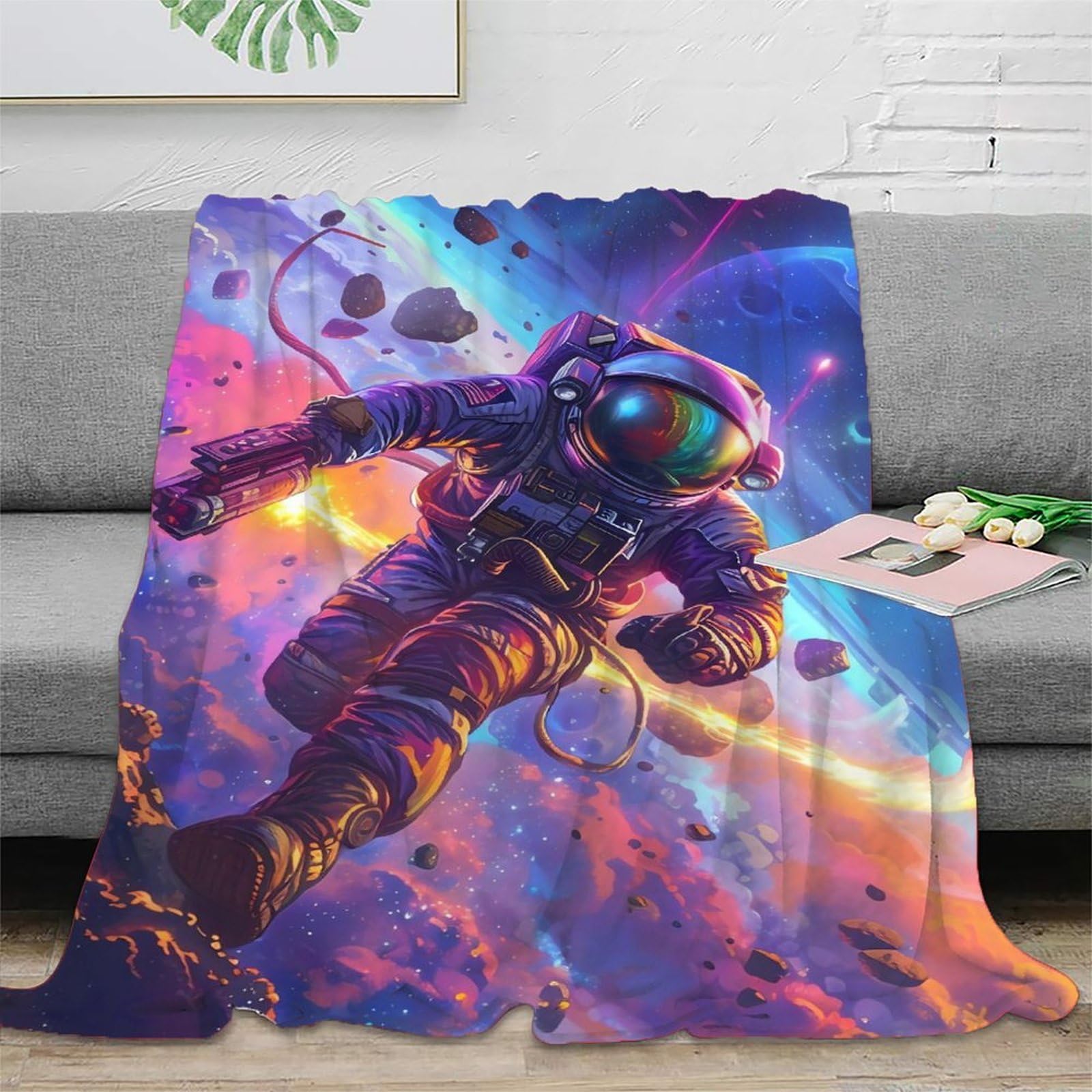 Couverture microfibre 3D astronaute, cadeau idéal pour passionnés d'espace