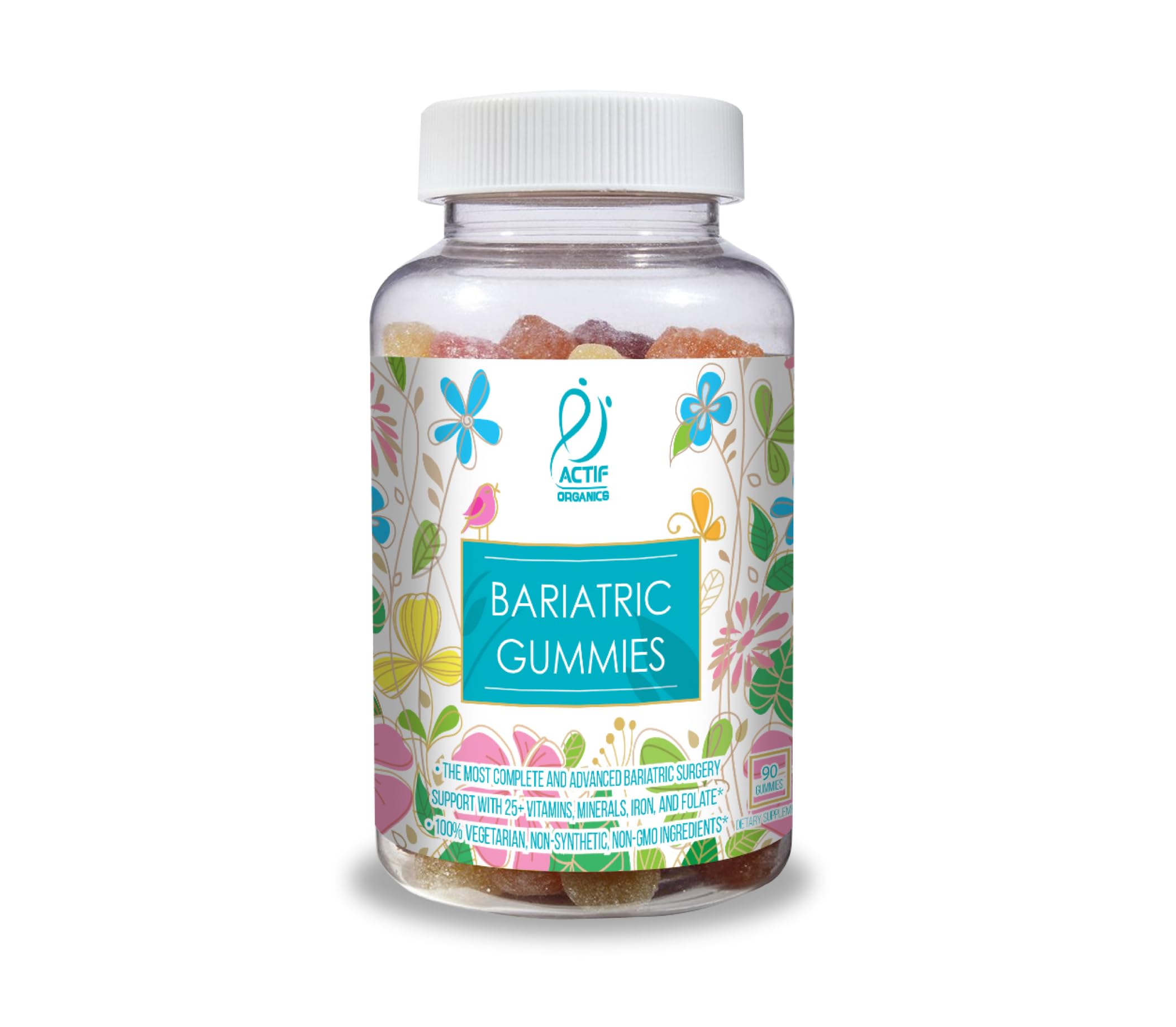 ACTIF Organic Bariatric Gummies with 25+ Organic Vitamins and Minerals for Bariatric Surgery and Gastric Bypass Surgery, Advanced Formula - 90 Count
