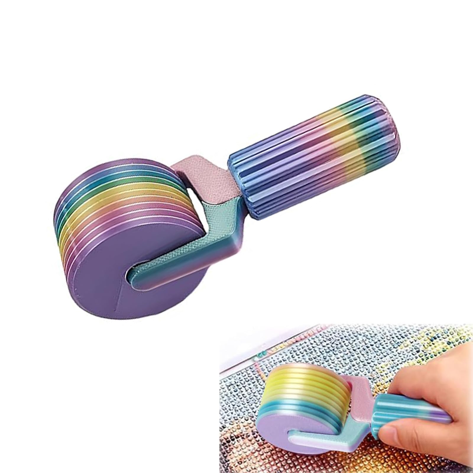 Diamond Art Roller, Rainbow Color Diamond Painting Roller – 10-Ridge 3D Printed Press Roller, Smooth Crafting Tool for Diamond Art Projects-image-3