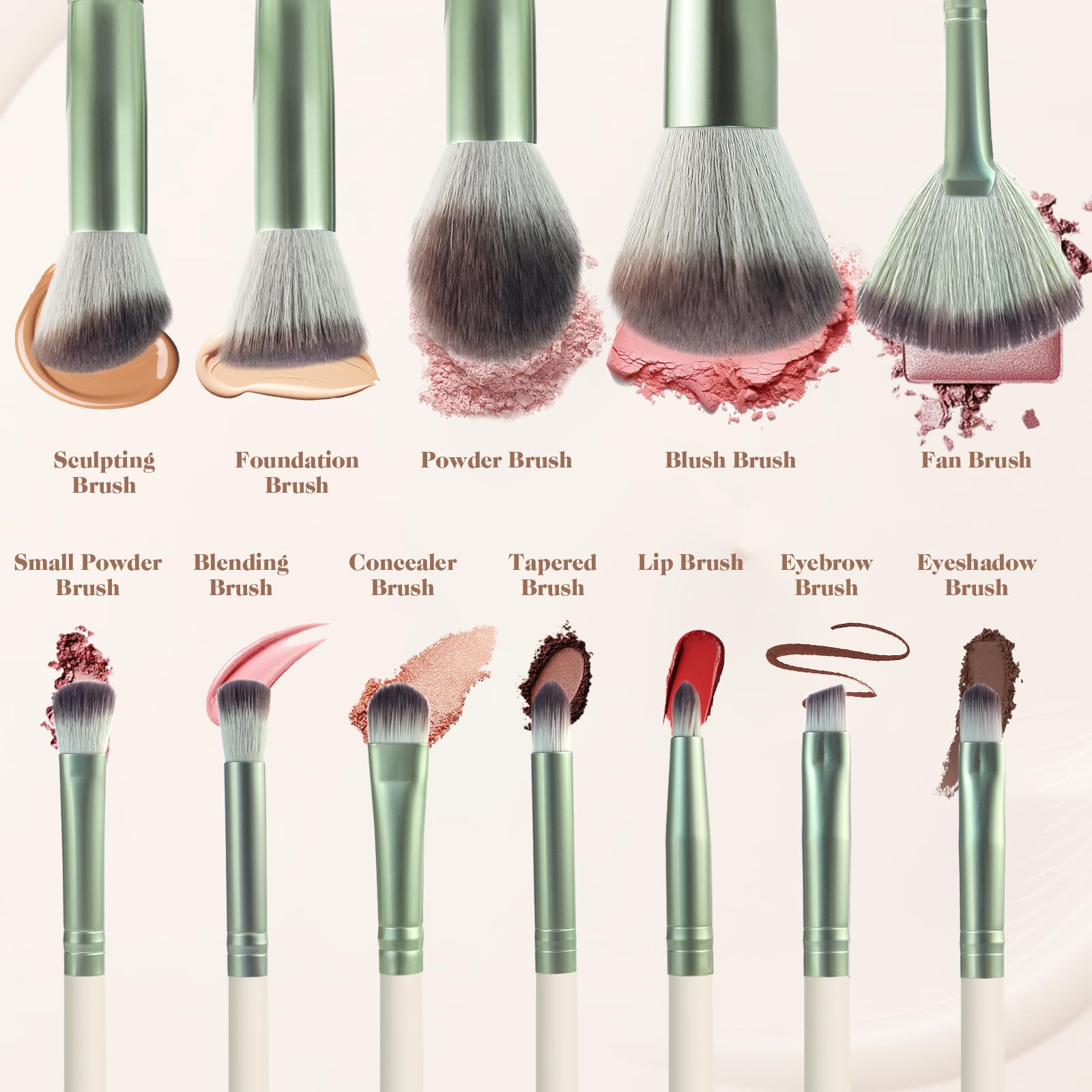 HEYMKGO Set Pennelli Make Up 12 Pezzi Diversity Pennelli Trucco Premium Setole Sintetiche Fondotinta In Polvere Correttori Fard Blending Rossetto Ombretto Sopracciglia Illuminante Pennello Trucco