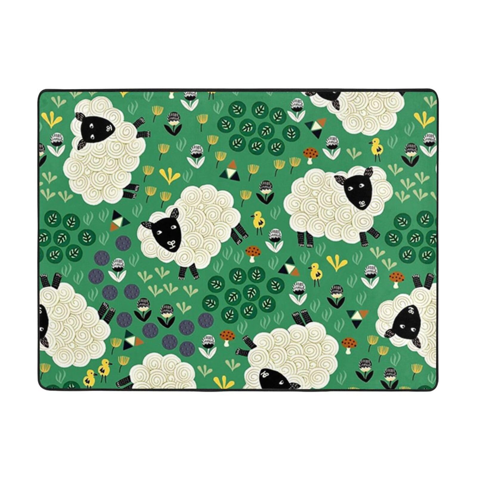 Tapis en flanelle 160x122 cm antidérapant et doux motif mouton