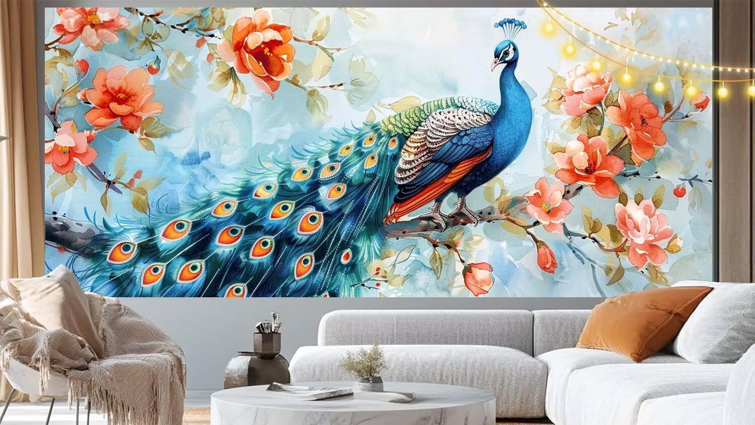 Diamentowe malowanie dla dorosłych duży rozmiar 160 x 80 cm, diamentowe malowanie paw malowanie diamentowe, haft diamentowy pełny zestaw 5D DIY kryształowy obraz ścieg krzyżykowy do dekoracji ścian