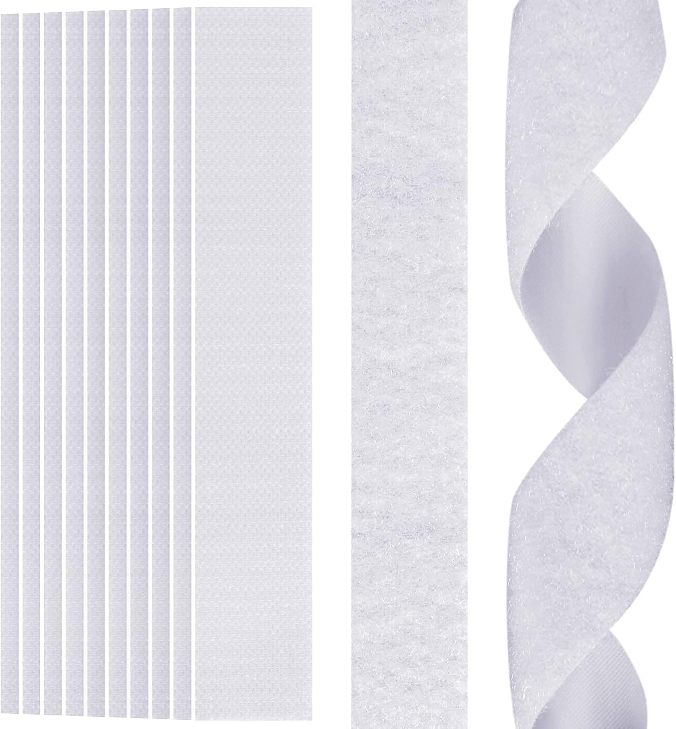 YBWM Hook and Loop Strips with Adhesive, Heavy Duty Double-Side Mounting Tapes Sticky Back Fasteners Hanging Strips Interlocking Tape for Home, School or Office Use - White, 16 Pairs 1x8 Inch