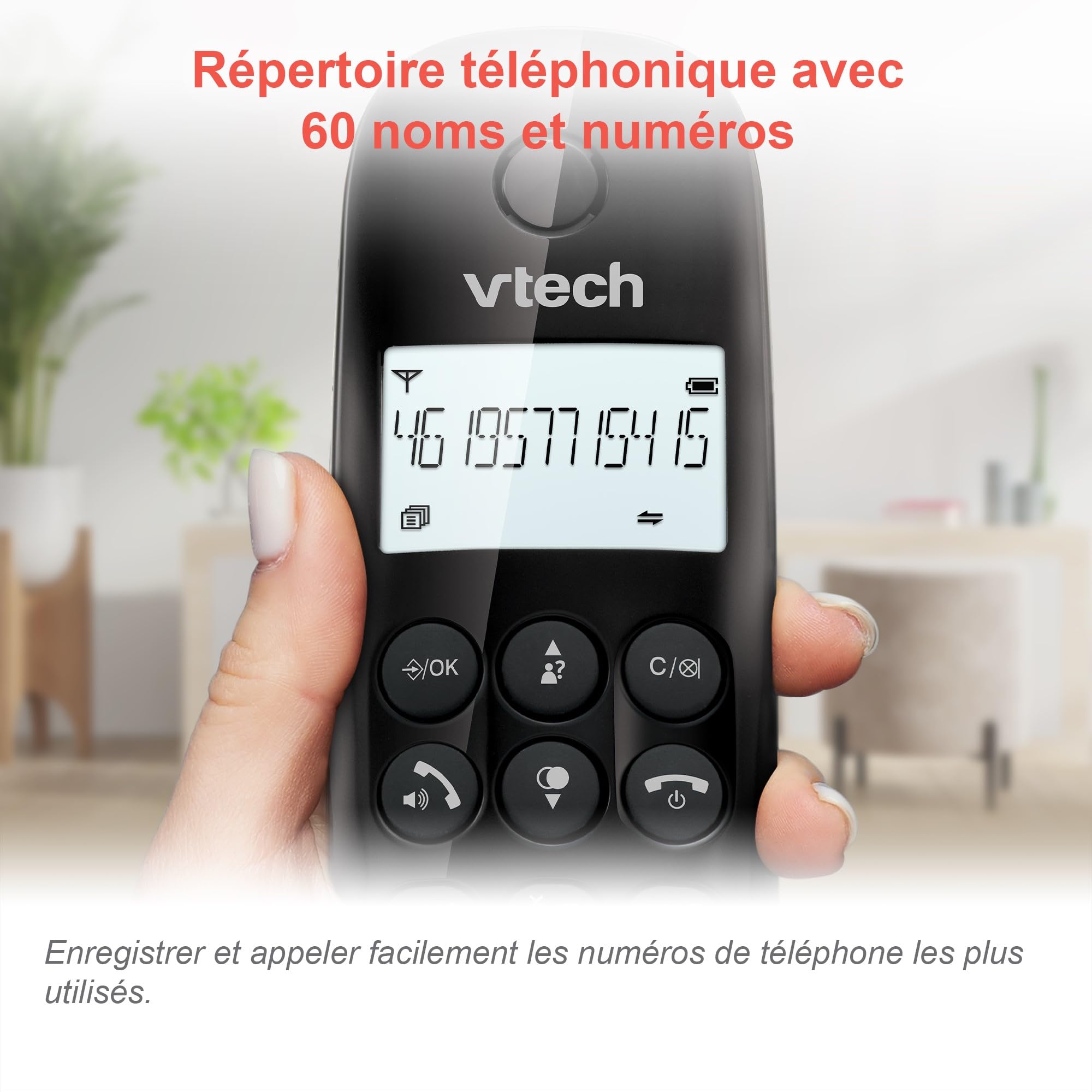 VTech CS1450 Téléphone sans Fil DECT avec Répondeur, Mains Libres, Blocage d'Appels, Identification de l'Appelant, Écran Rétroéclairé