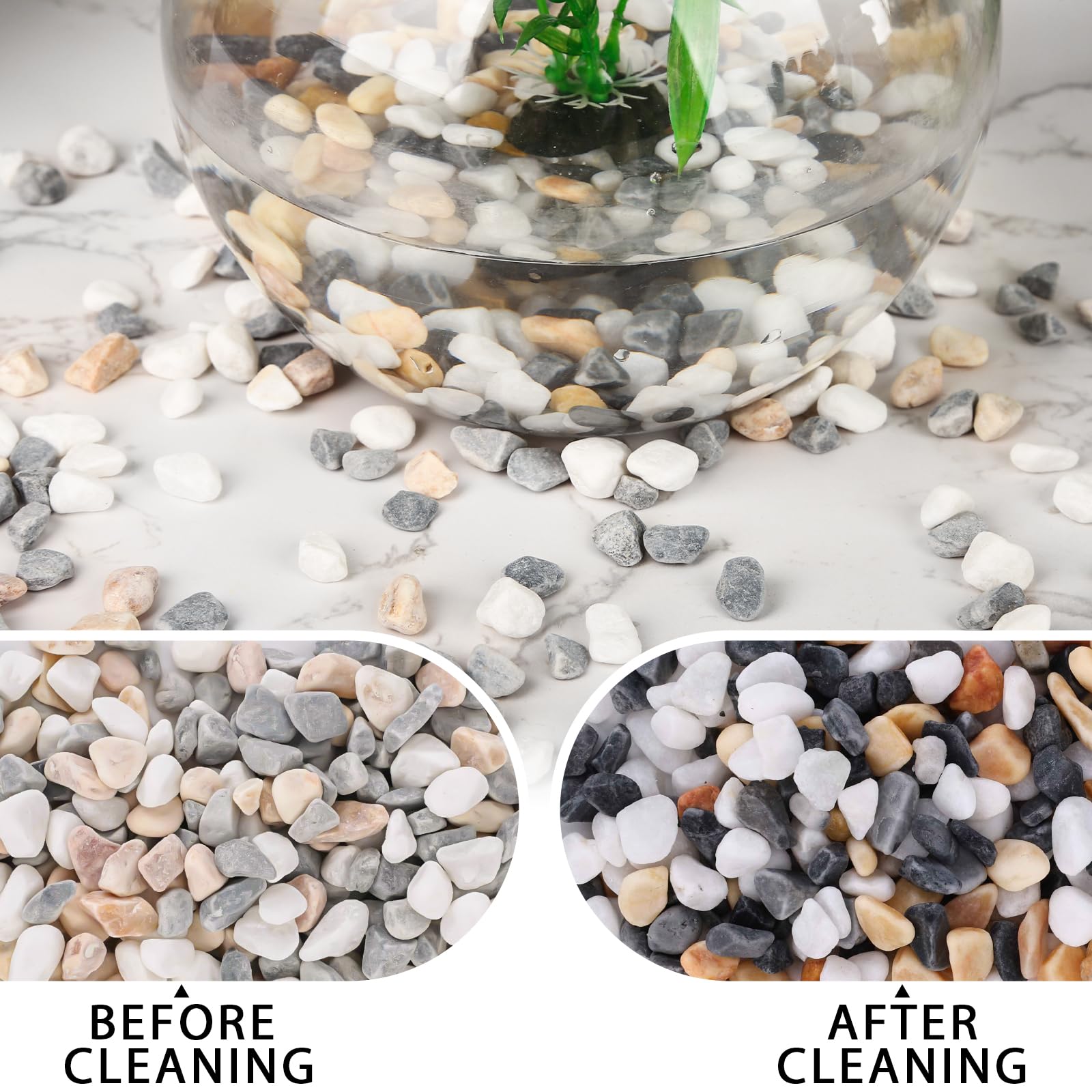 2lb Natural Plants Pebbles, Mixed Color Gravel Pebbles