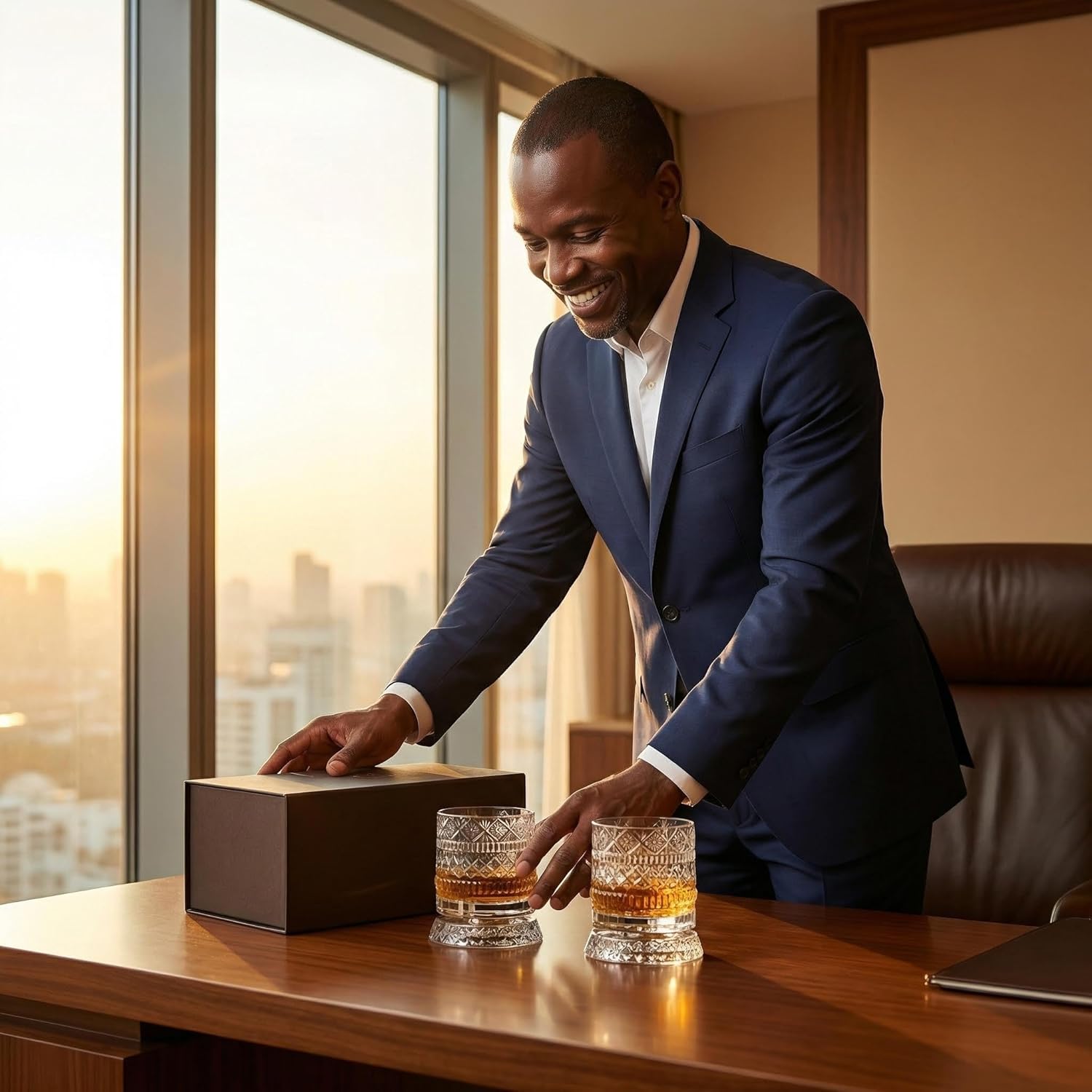 9 Oz Whiskey Glasses Thick Freezable Bourbon Glass Rotatable Tumbler Crystal Whiskey Glass For Scotch, Bourbon, Liquor and Cocktail Drinks - Set of 2 - Men Gift