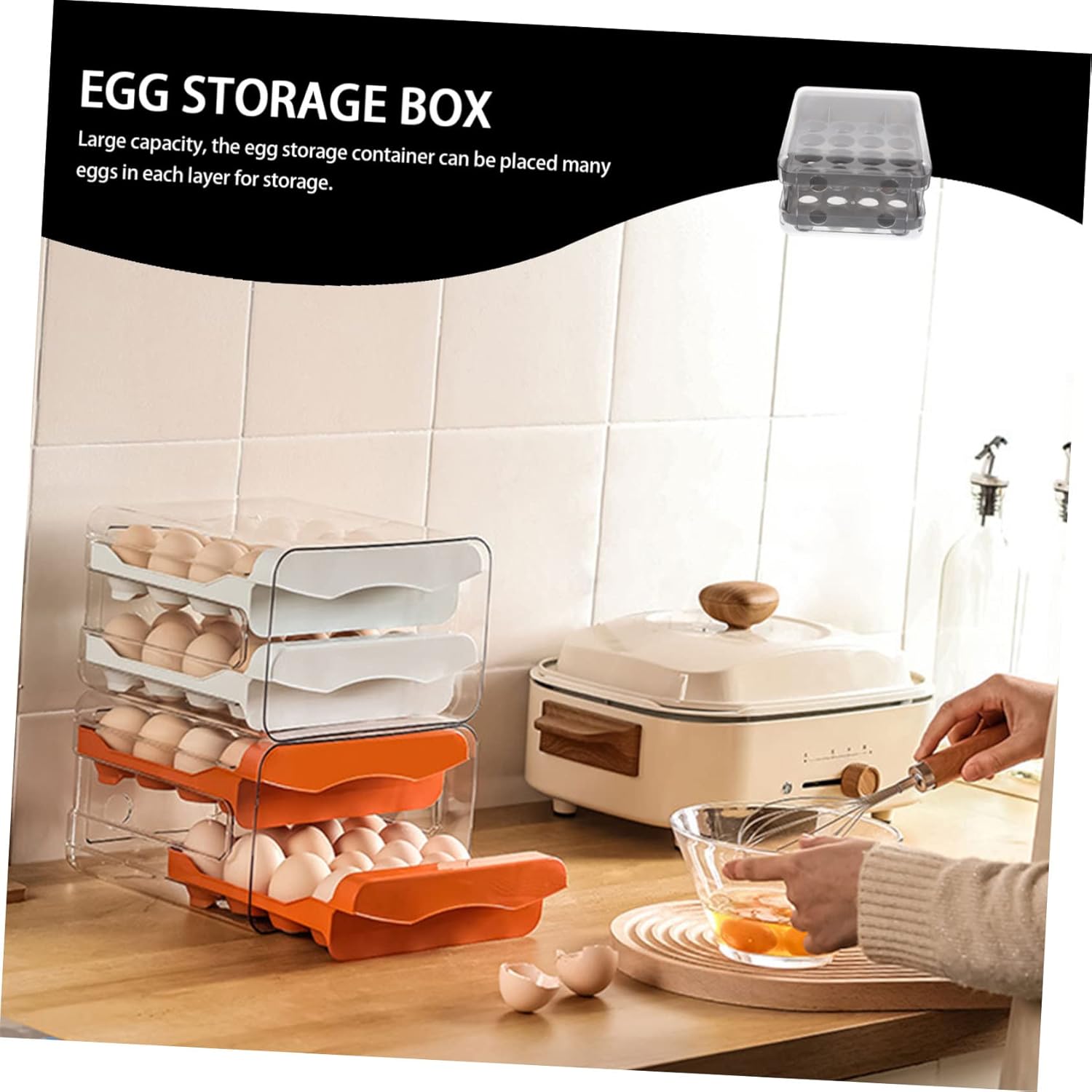 32grids Egg Organizer Storage Drawer Compartment Egg Carton for Chicken